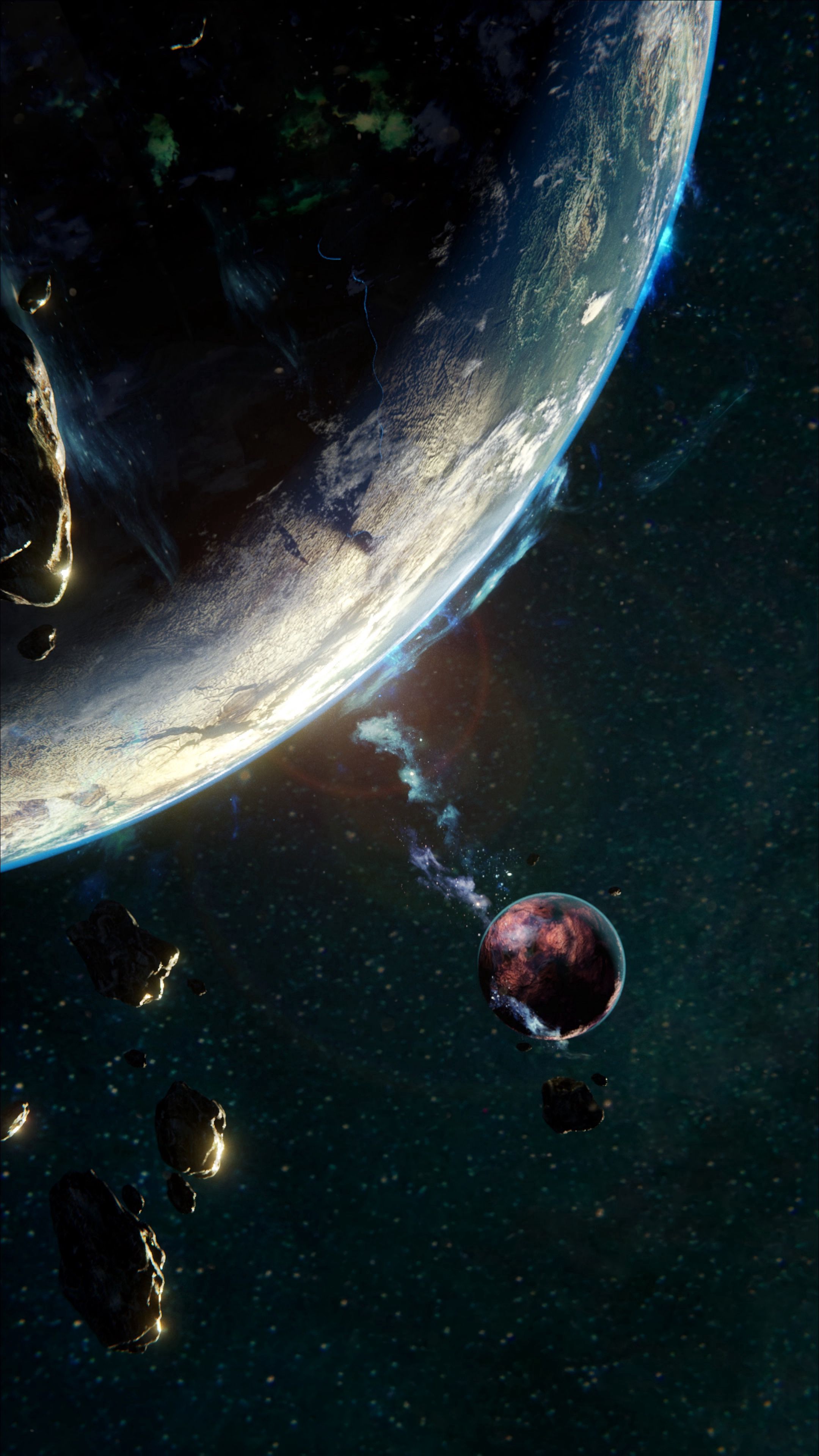 Full HD Wallpaper universe, planet, satellite, asteroid