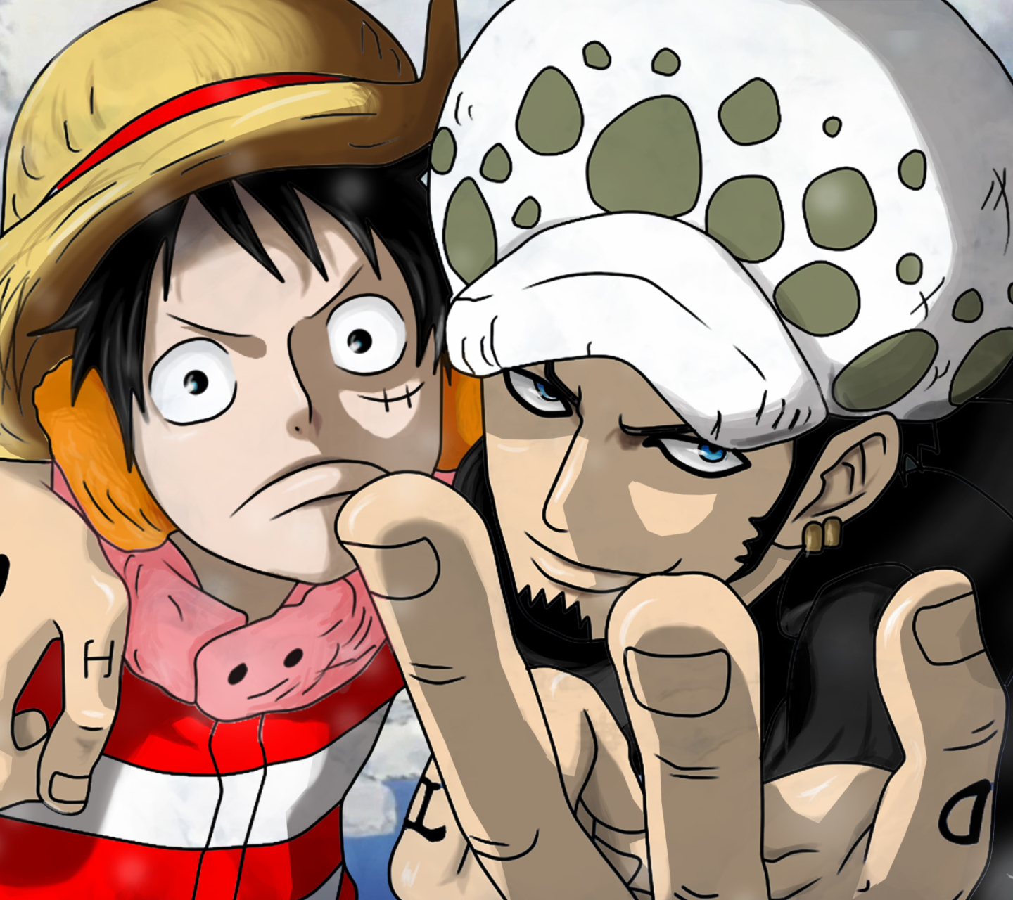 Download mobile wallpaper Anime, One Piece, Monkey D Luffy, Trafalgar Law for free.