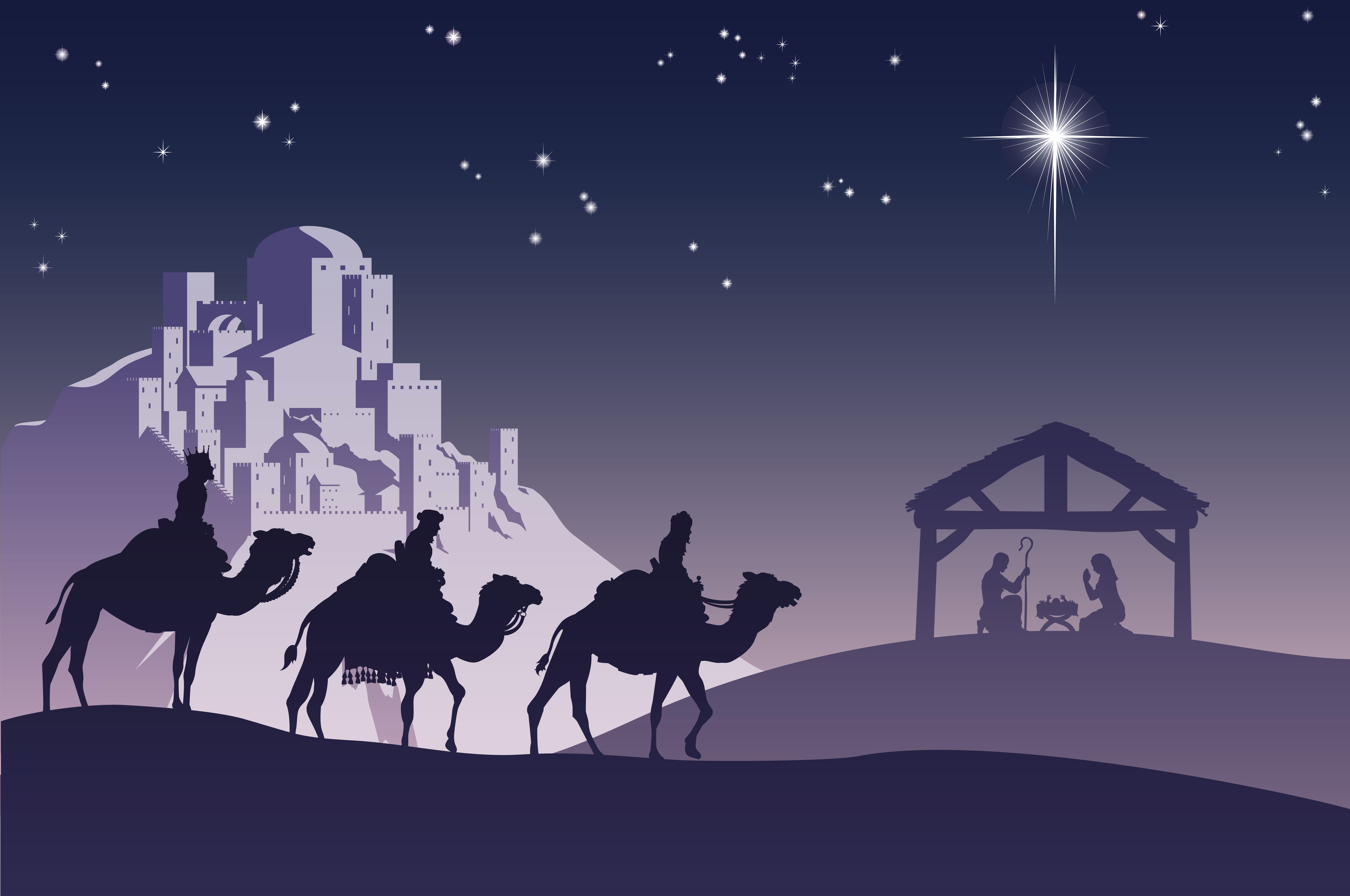 873104 baixar papel de parede jesus, feriados, natal, camelo, maria (mãe de jesus), noite, estrelas, os três homens sábios, cidade pequena - protetores de tela e imagens gratuitamente