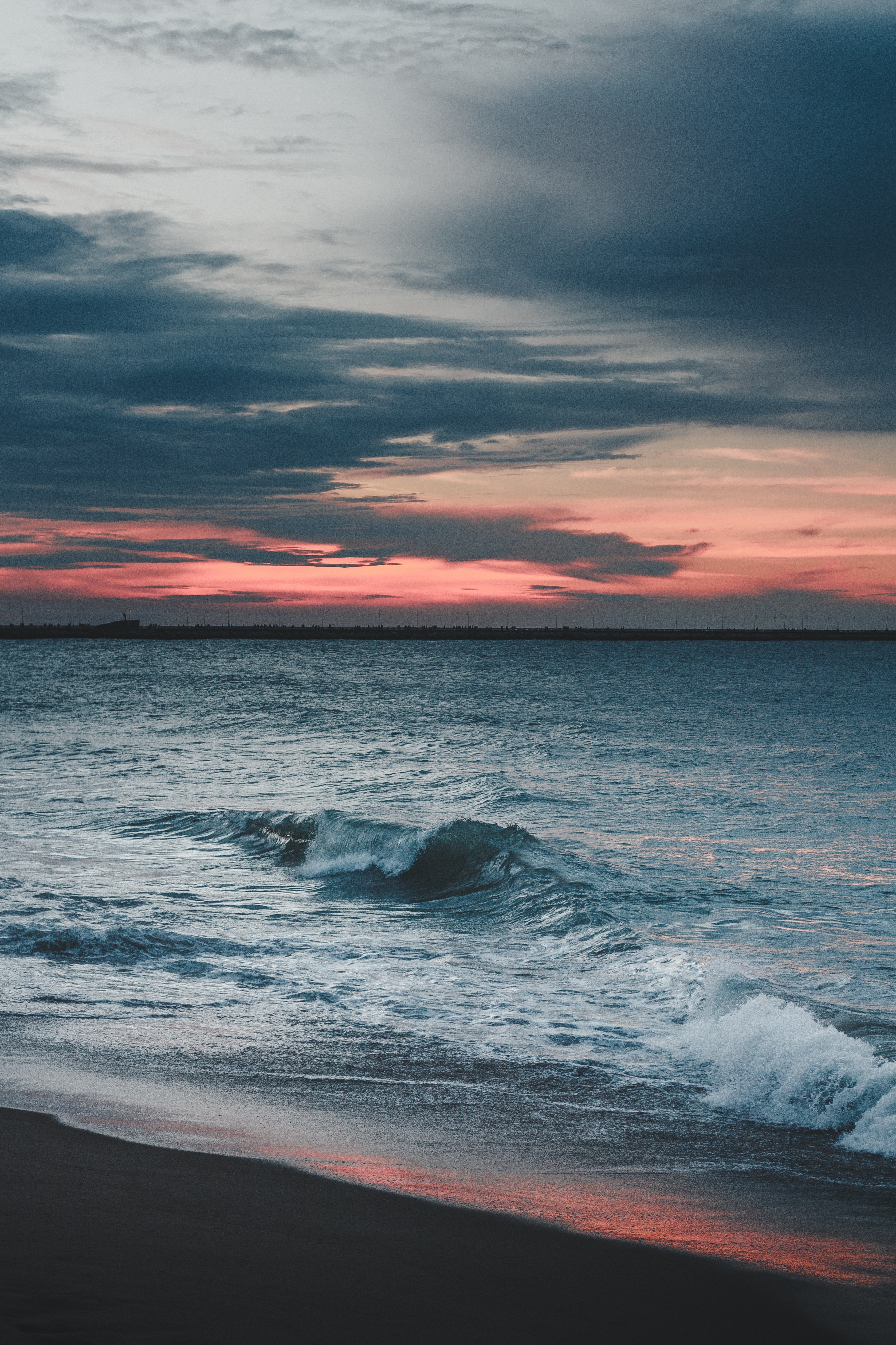 surf, nature, sea, twilight, horizon, shore, bank, dusk, wave download HD wallpaper