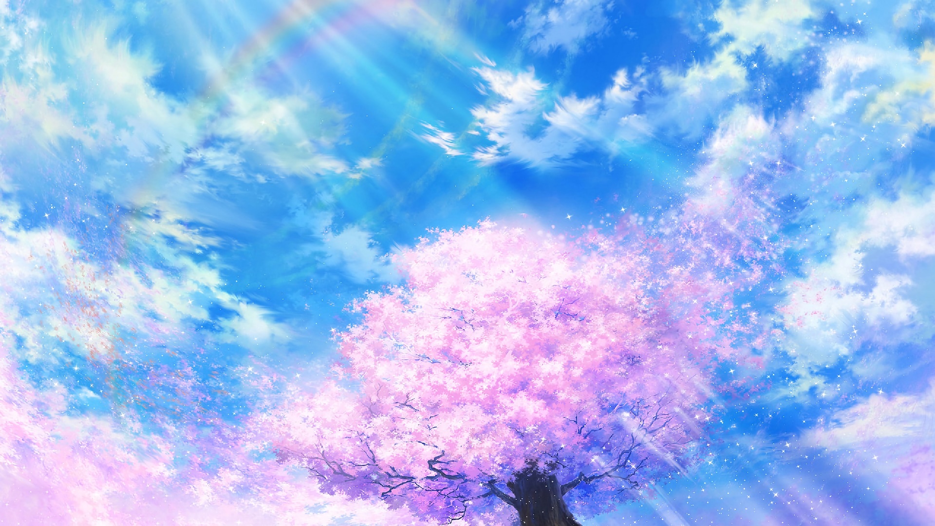 HD desktop wallpaper: Anime, Tree, Spring, Blossom, Sunshine download free  picture #933488