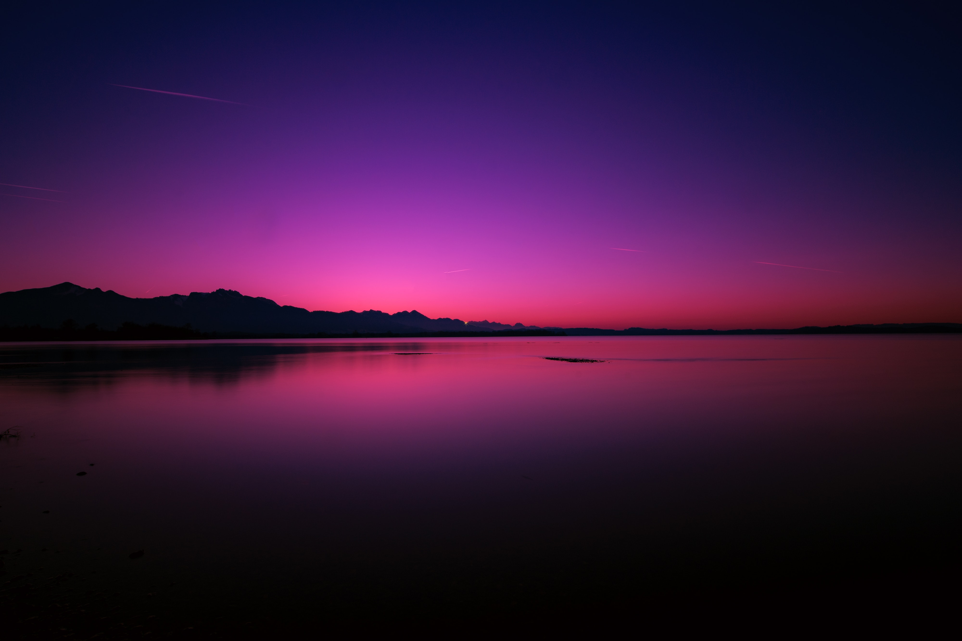 Mobile wallpaper horizon, night, sunset, nature, lake