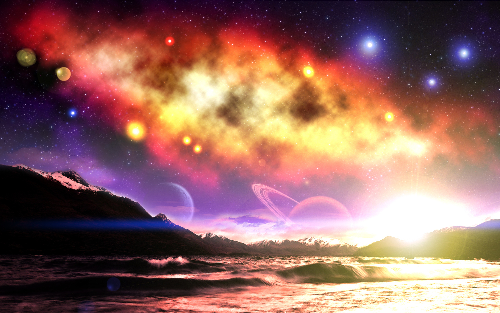 fantasy, trippy, sky, artistic, psychedelic, mountain, planet, sci fi, space, star