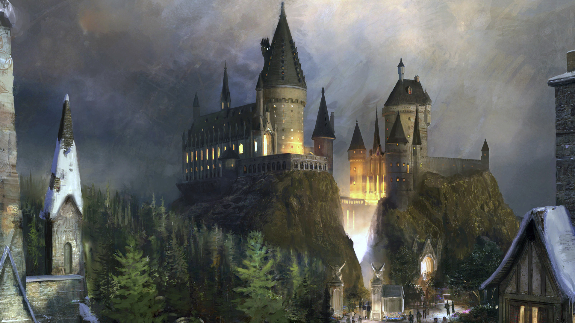 fantasy, castle, hogwarts castle, castles