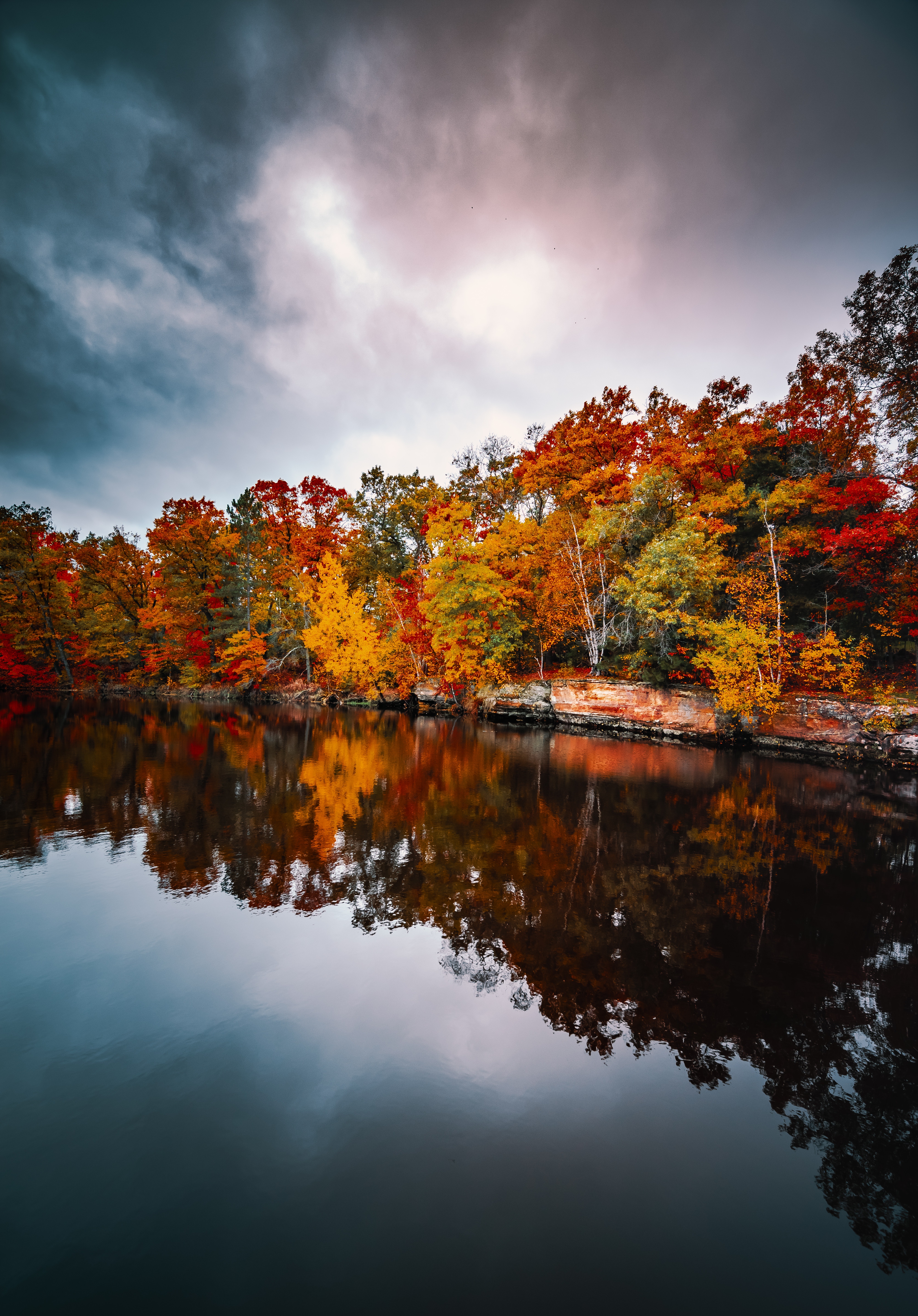 autumn, autumn colors, autumn paints, nature, trees, lake, reflection lock screen backgrounds