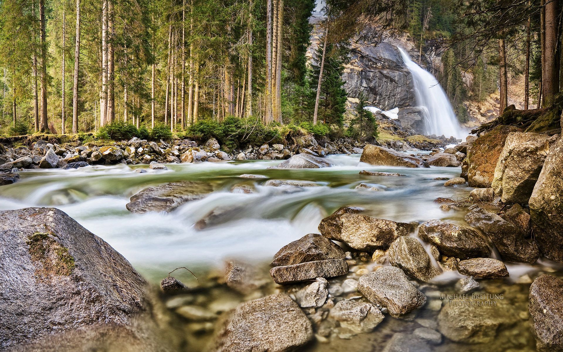 Download mobile wallpaper Nature, Forest, Waterfall, Austria for free.