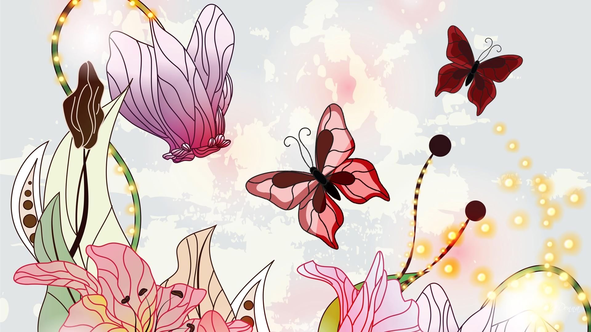 Бабочки цветочки вектор