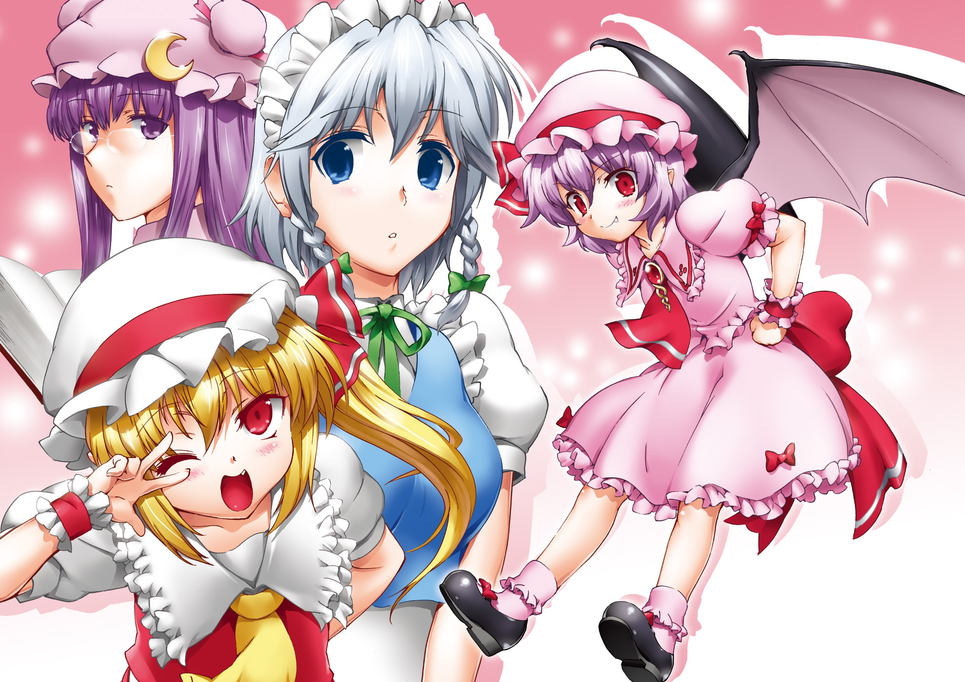 Download mobile wallpaper Anime, Remilia Scarlet, Flandre Scarlet, Touhou, Patchouli Knowledge, Sakuya Izayoi for free.