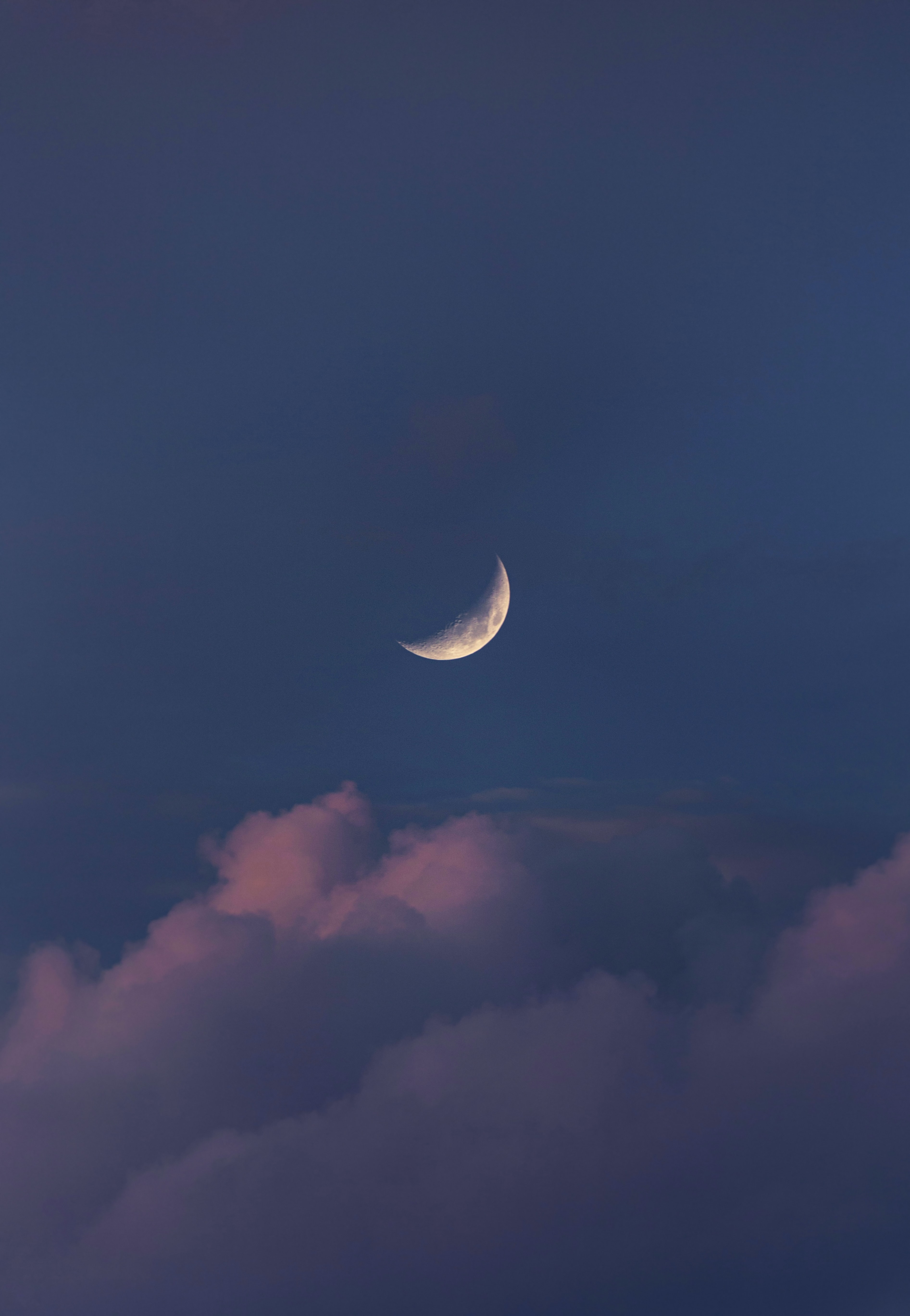 evening, twilight, nature, clouds, moon, dusk 1080p
