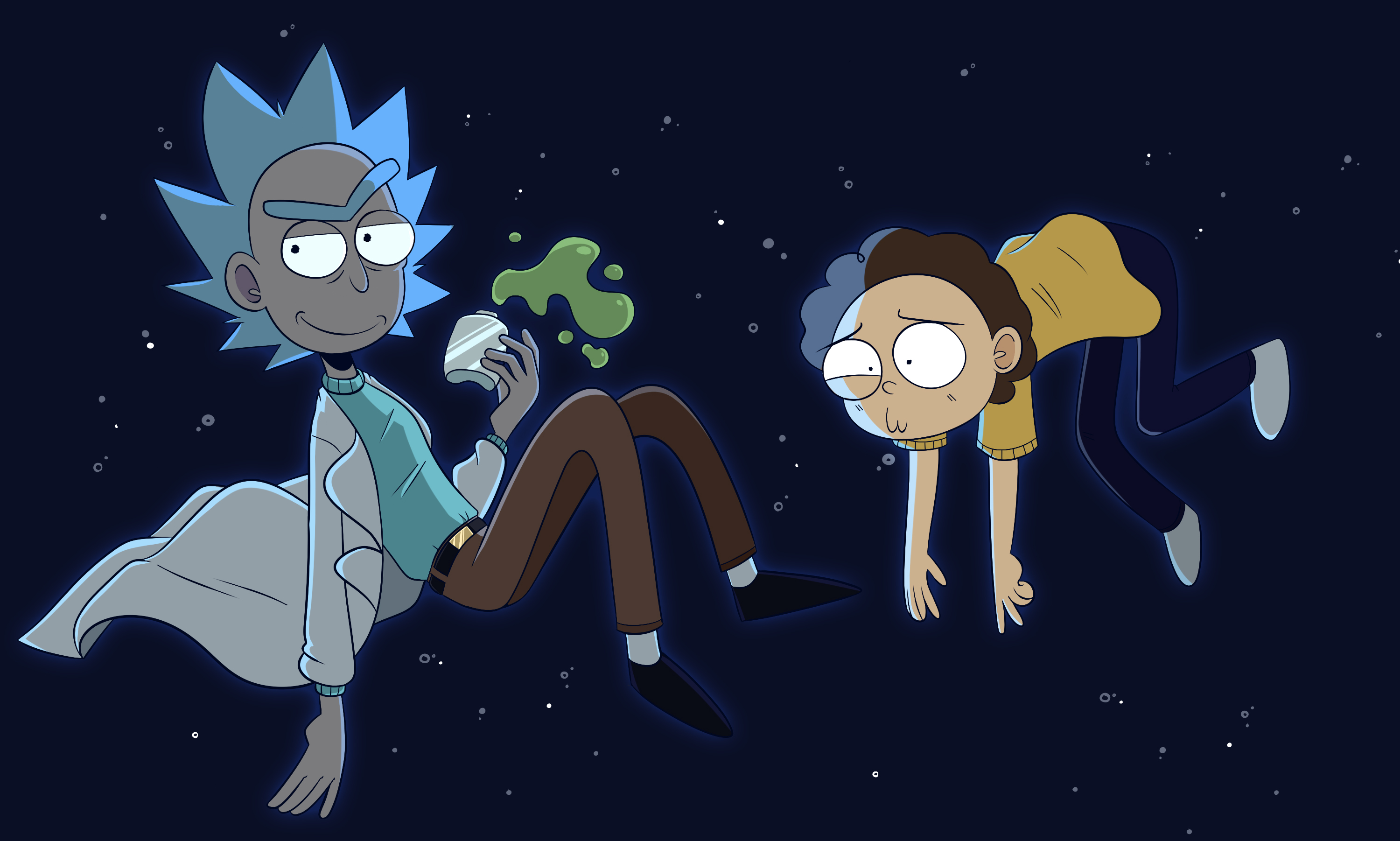 scientist, rick and morty, tv show, morty smith, rick sanchez, space lock screen backgrounds