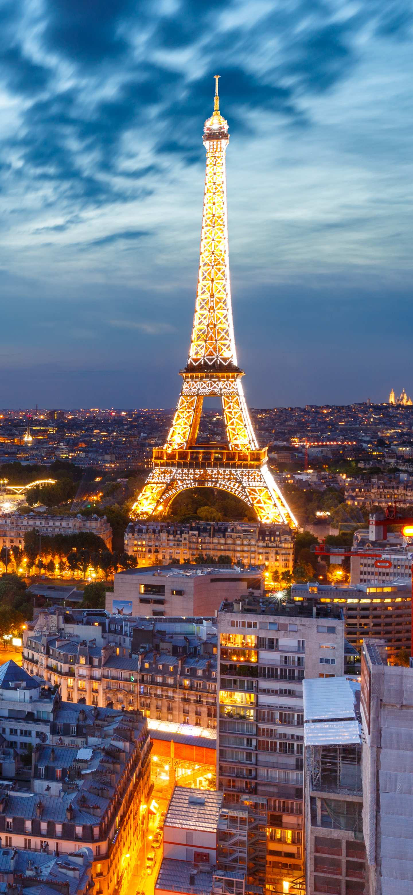 免费下载城市, 建筑, 巴黎, 建造, 地平线, 光, 法国, 城市景观, 夜晚, 人造, 埃菲尔铁塔手机壁纸。