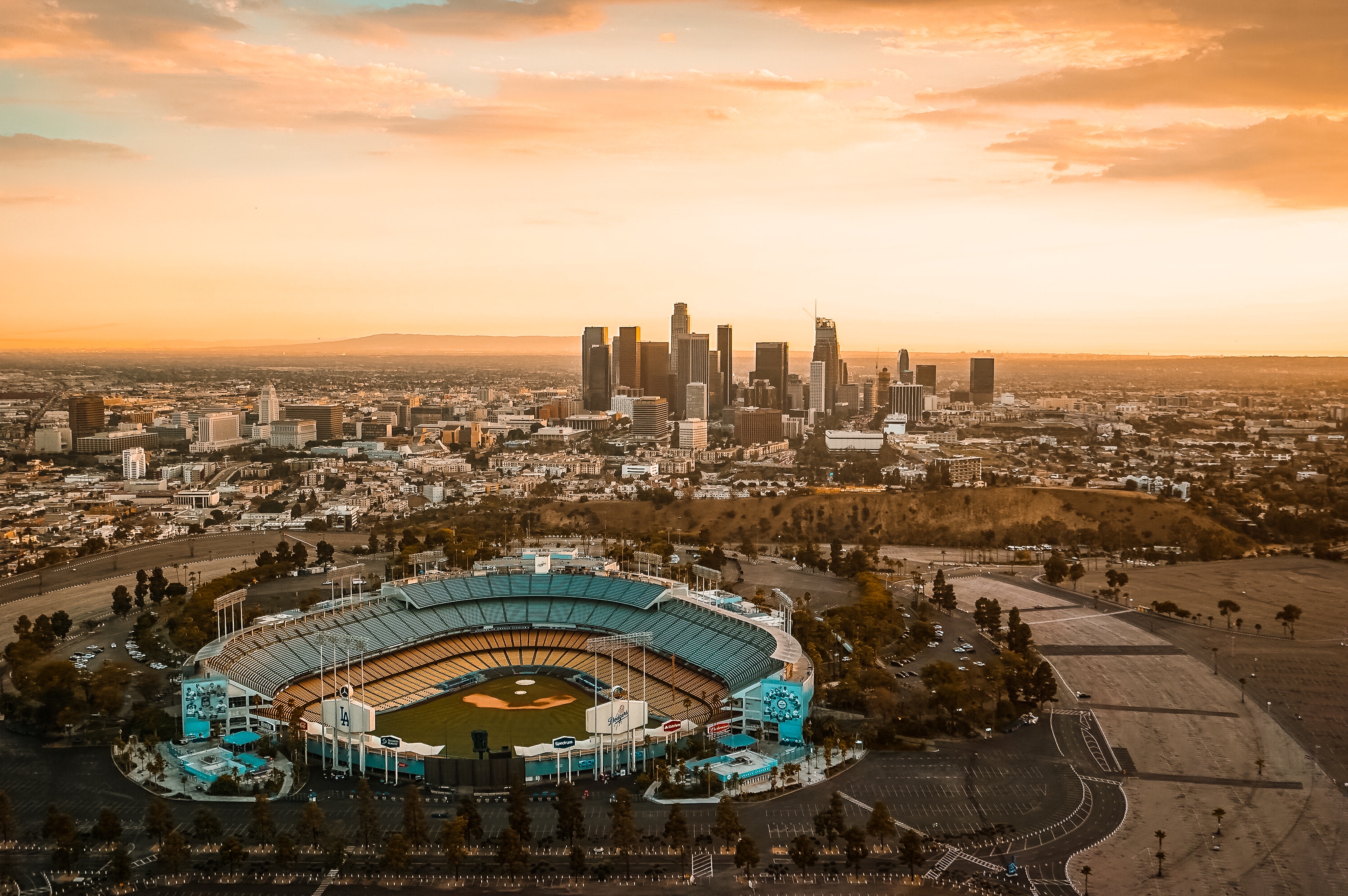 los angeles, cities, usa, united states, city center, downtown Panoramic Wallpaper
