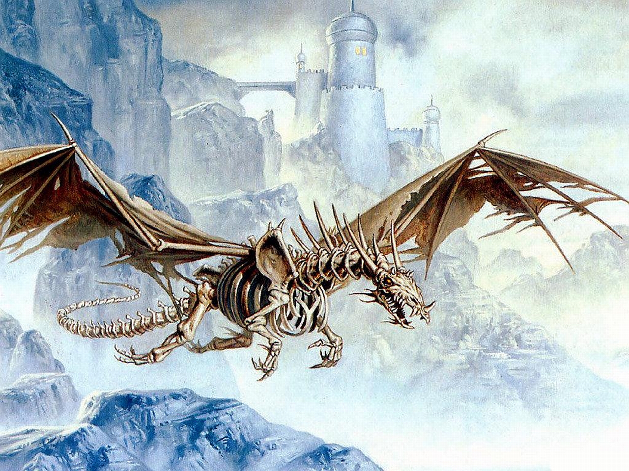 fantasy, dragon, dracolich, undead