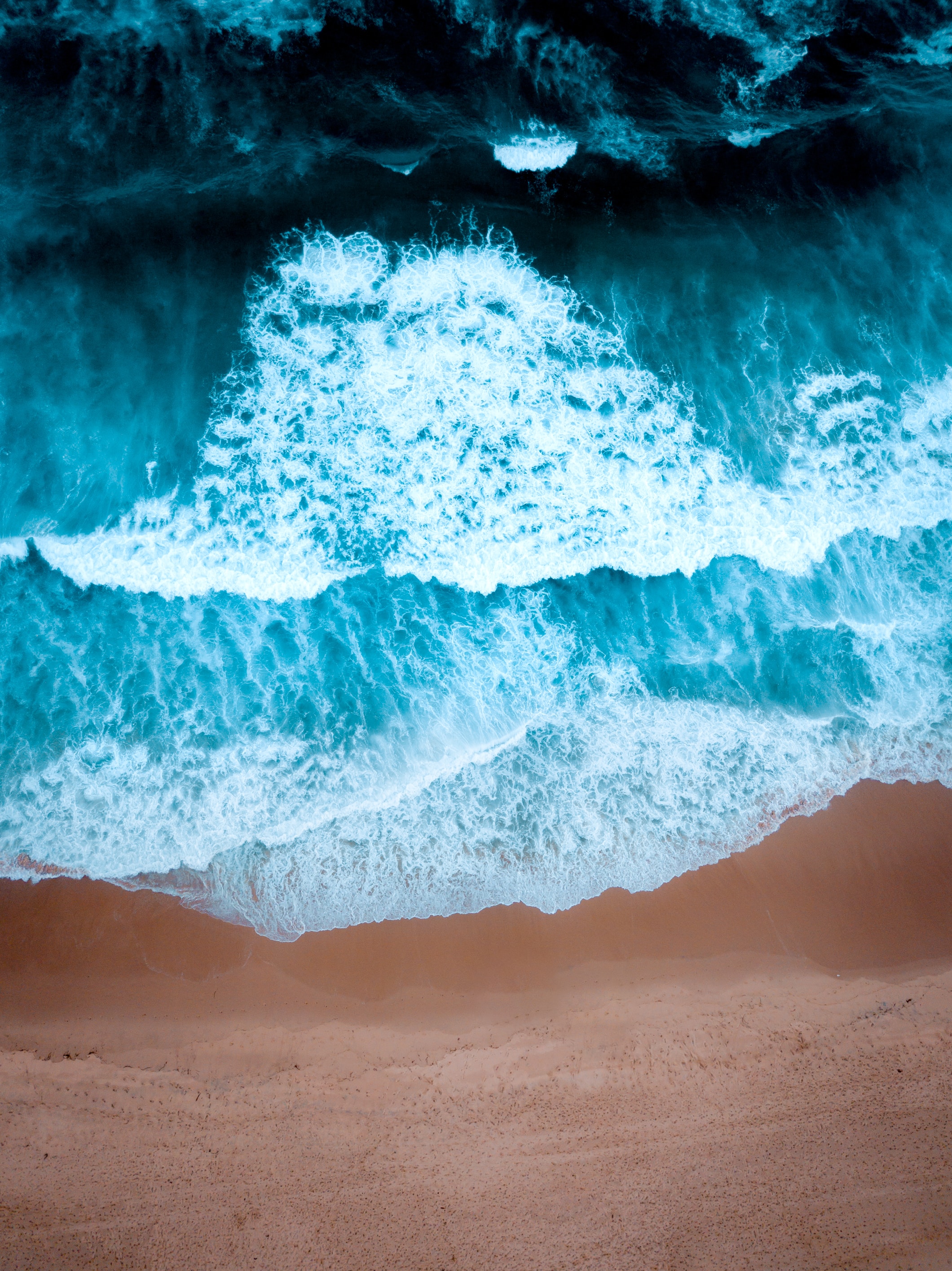 Free download wallpaper Nature, Water, View From Above, Waves, Sand, Beach on your PC desktop