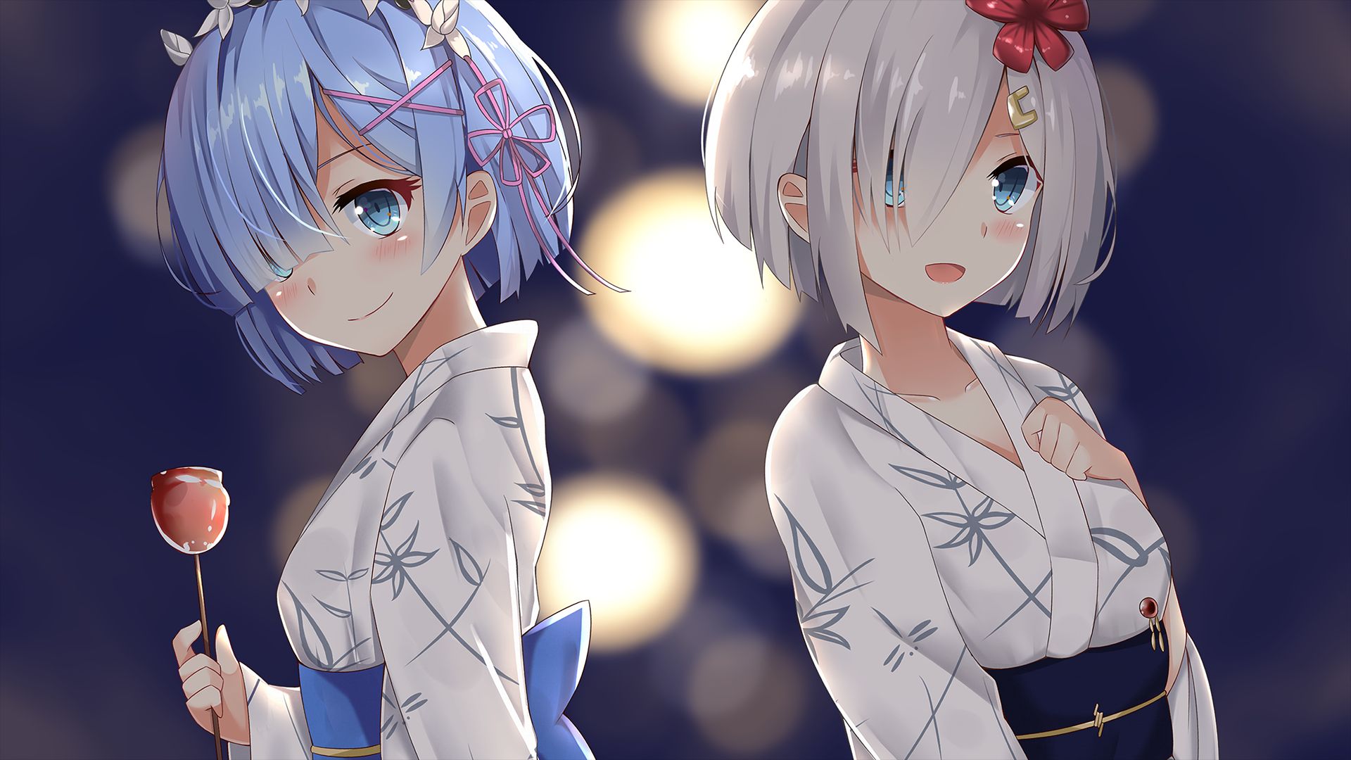 kantai collection, anime, crossover, hamakaze (kancolle), re:zero starting life in another world, rem (re:zero)