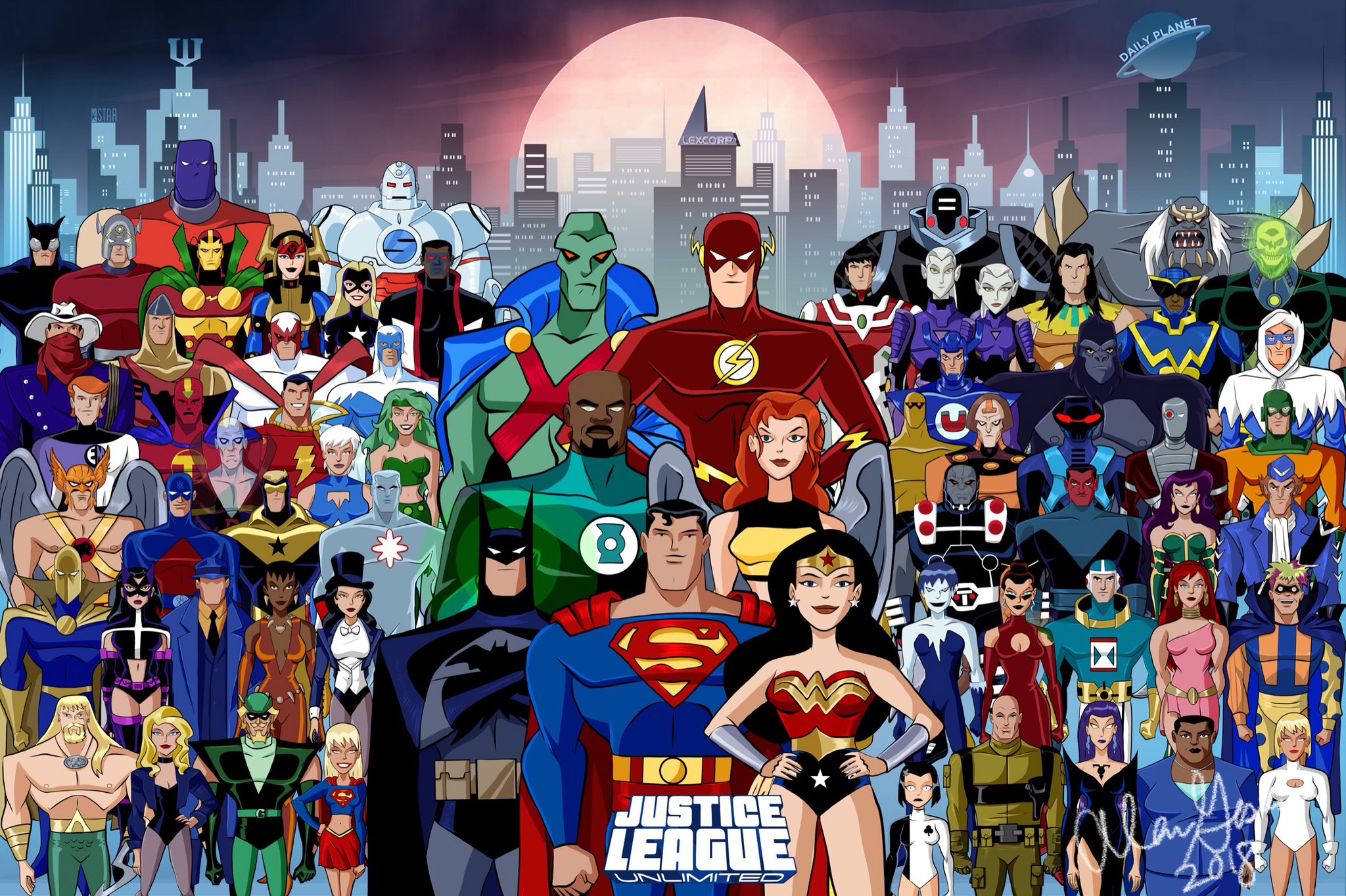 justice league unlimited, daily planet, tv show, amanda waller, aquaman, atom (dc comics), batman, big barda, billy batson, black canary, black manta, booster gold, captain atom, captain marvel, carter hall, darkseid (dc comics), deadman (dc comics), deadshot, diana prince, doctor fate (dc comics), doomsday (dc comics), fire (dc comics), flash, galatea (dc comics), giganta, gorilla grodd, green arrow, green lantern, hawkgirl (dc comics), hawkman (dc comics), huntress (dc comics), ice (dc comics), john stewart (green lantern), justice league, killer frost, lex luthor, logo, martian manhunter, mister terrific, s t r i p e (dc comics), shayera hol, shazam (dc comics), sinestro (dc comics), stargirl (dc comics), supergirl, superman, vixen (dc comics), wally west, wonder woman, zatanna iphone wallpaper