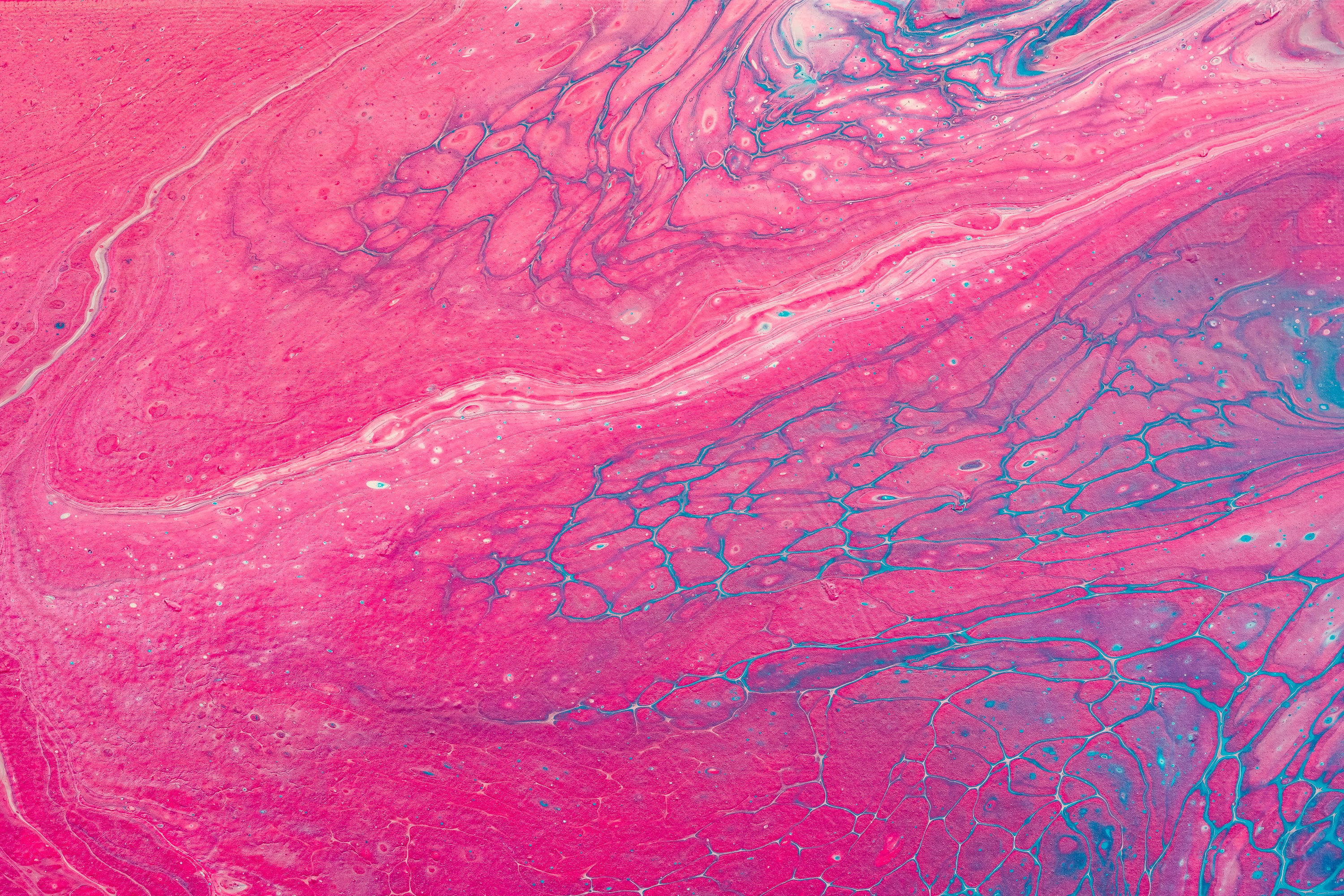 Download mobile wallpaper Pink, Spots, Paint, Divorces, Stains, Liquid, Abstract for free.