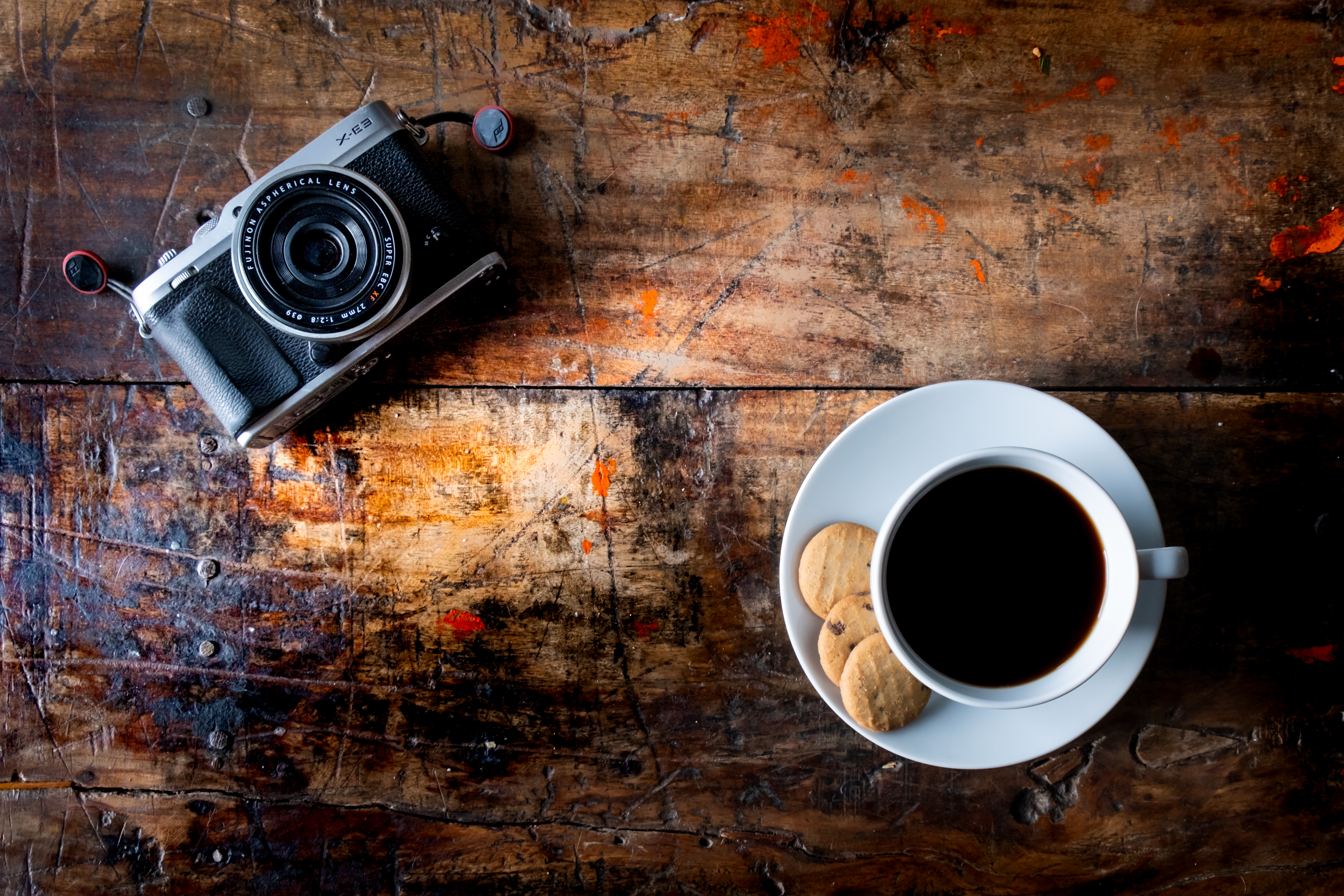 Download mobile wallpaper Table, Food, Cup, Drink, Cookies, Beverage, Camera, Coffee for free.