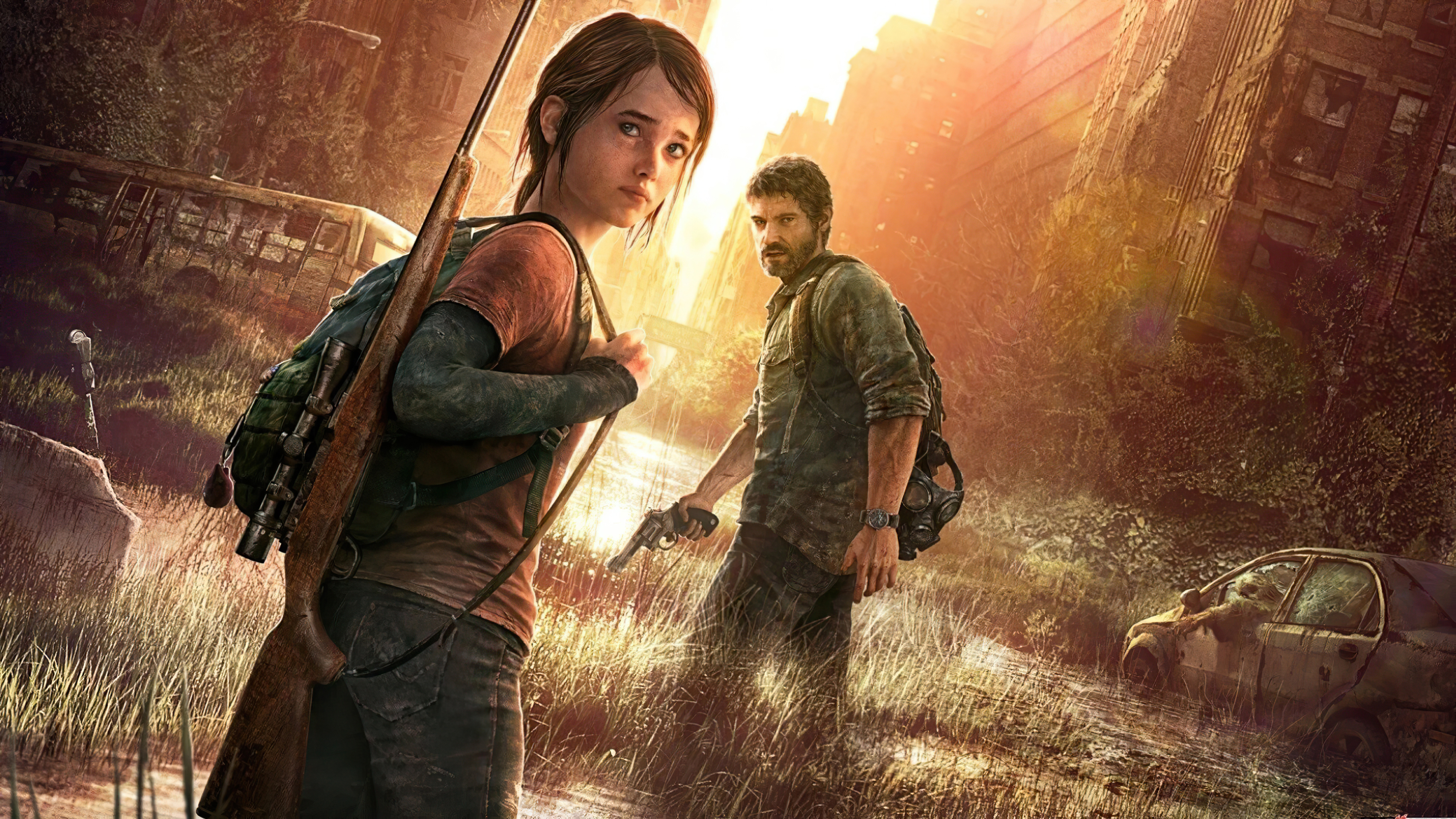 Wallpaper The city, Skyscrapers, Ellie, Two, Game, Rifle, Joel, Naughty Dog  for mobile and desktop, section игры, resolution 7881x7881 - download