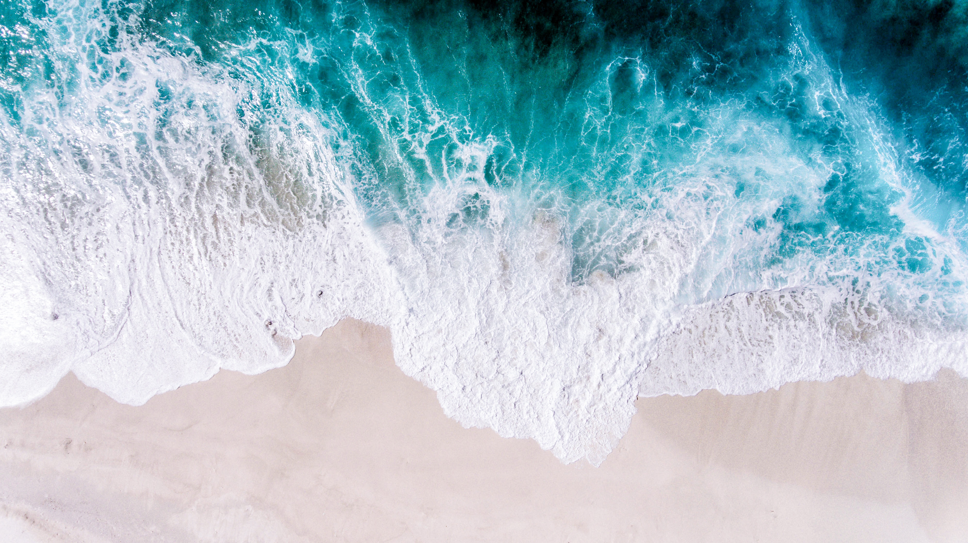 wave, ocean, shore, sand, view from above, nature, bank, foam, surf