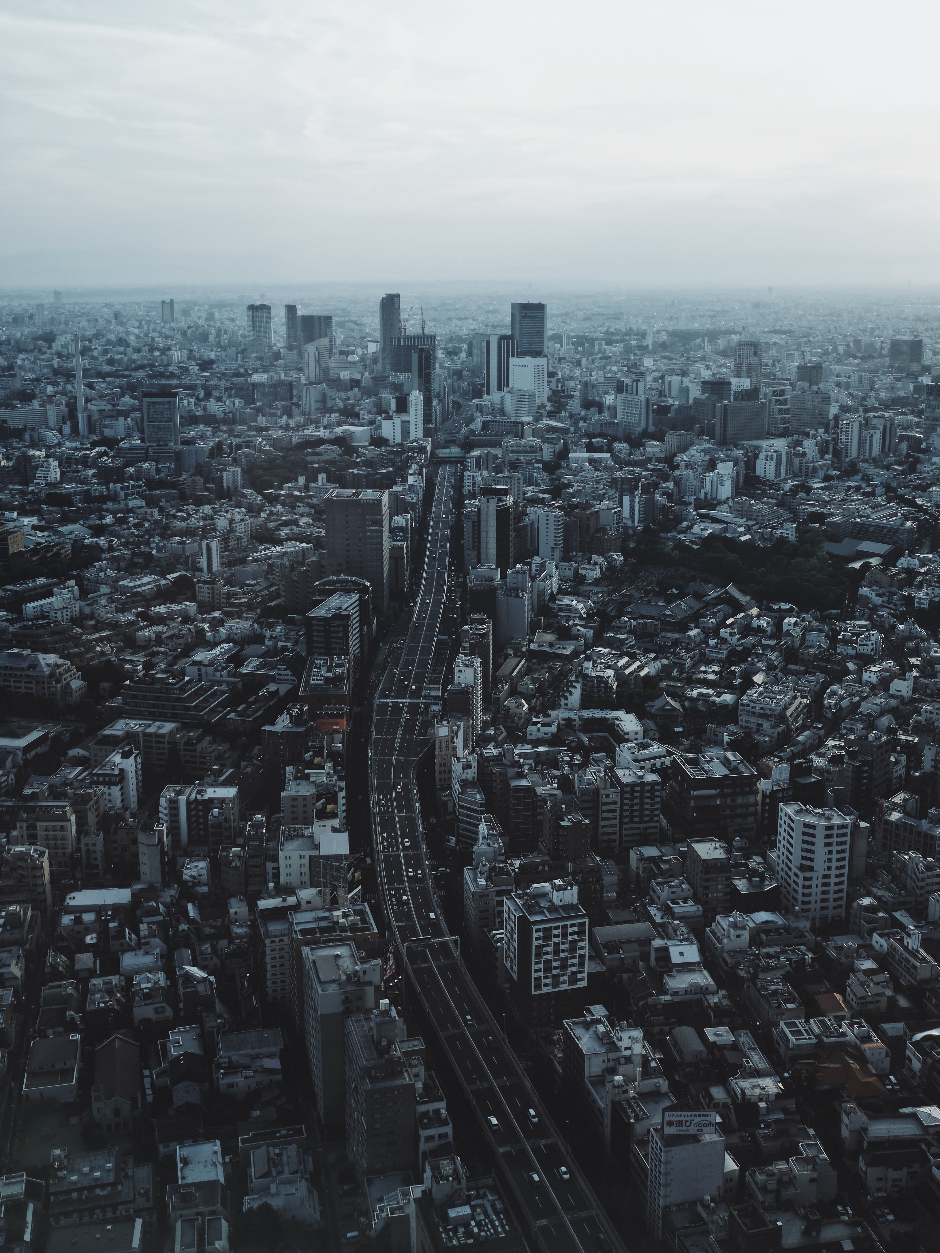 Скачать обои бесплатно Здания, Дорога, Япония, Город, Вид Сверху, Токио, Города картинка на рабочий стол ПК