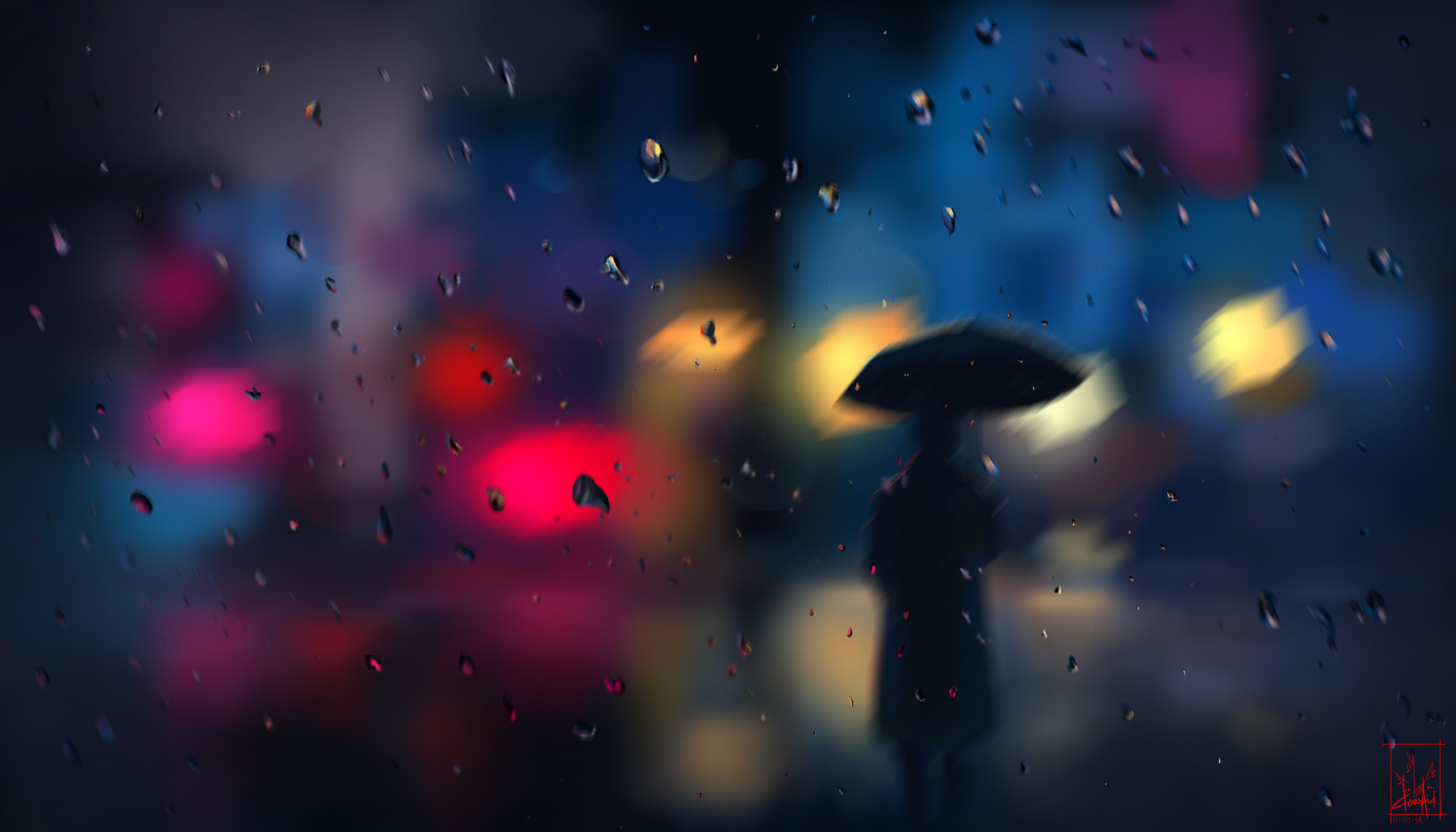 131614 Hintergrundbild herunterladen kunst, regen, drops, die lichter, lichter, silhouette, unschärfe, glatt, bokeh, boquet - Bildschirmschoner und Bilder kostenlos