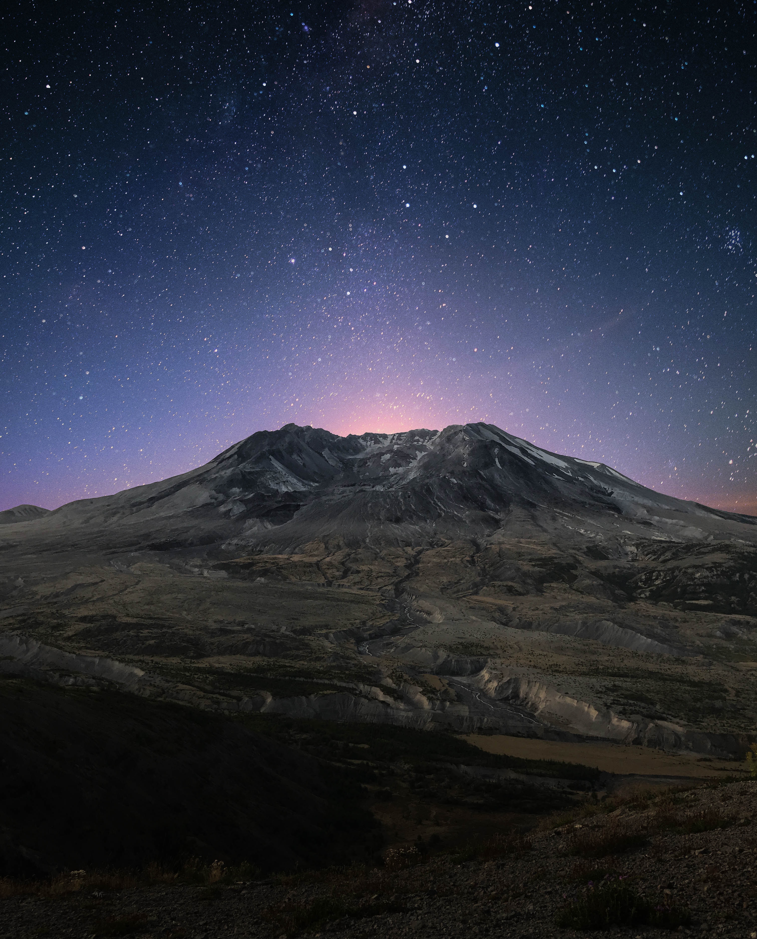 mountain, nature, stars, night, starry sky, mountain landscape HD wallpaper