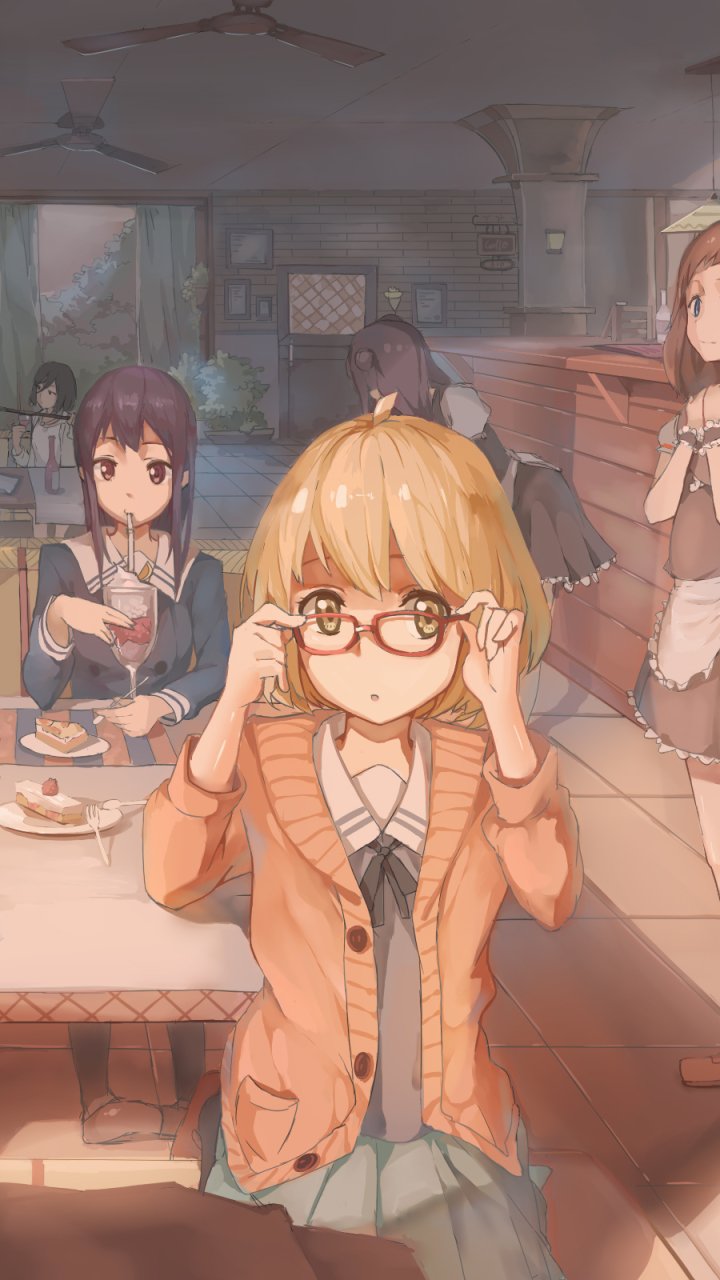 Download wallpaper glasses, Anime, Kyoukai no Kanata, Sakura Inami, Mitsuki  Nase, Shizuku Ninomiya, Mirai Kuriyama, Ai Shindou, section other in  resolution 640x960