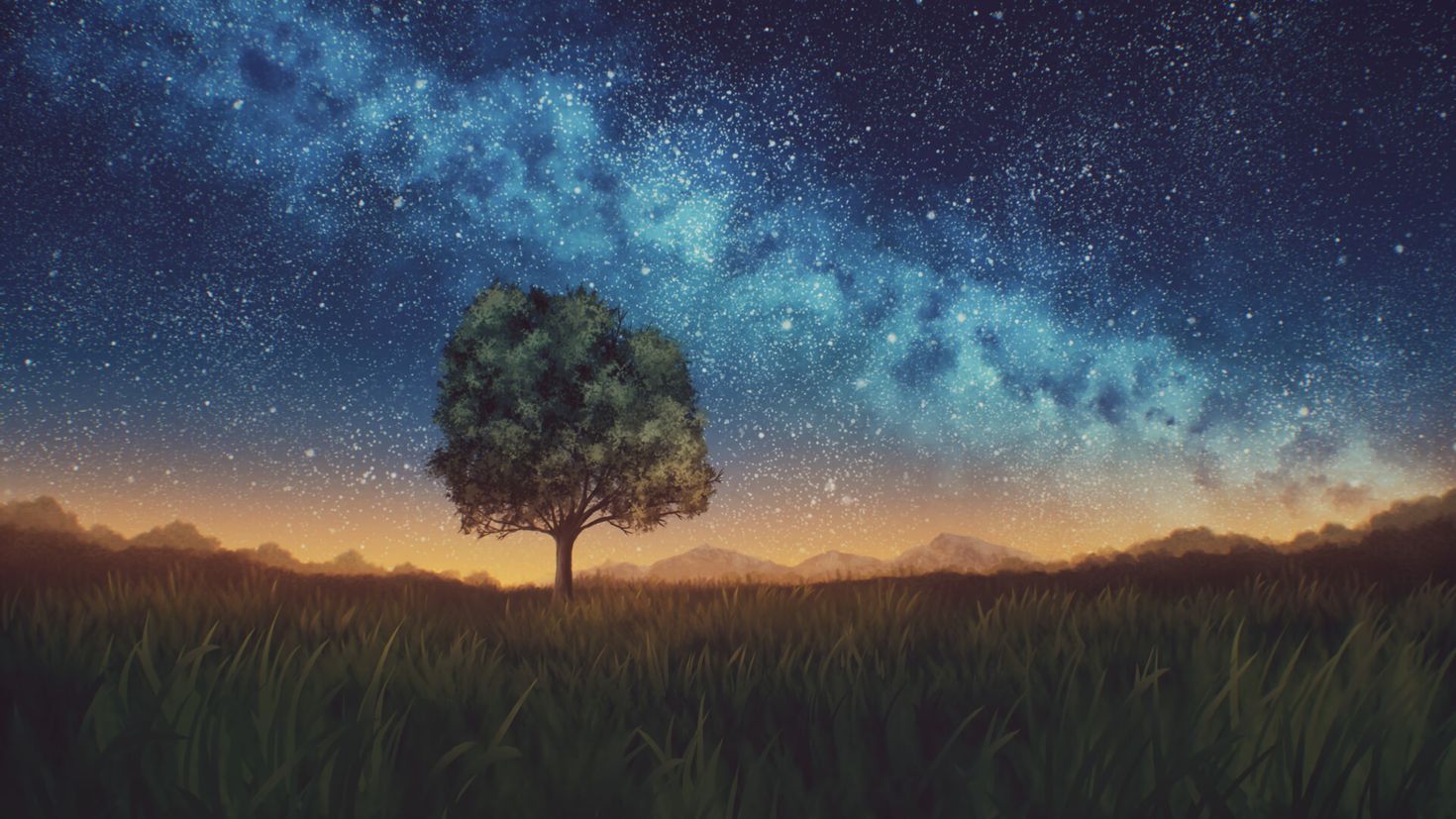 Дерево под звездным небом