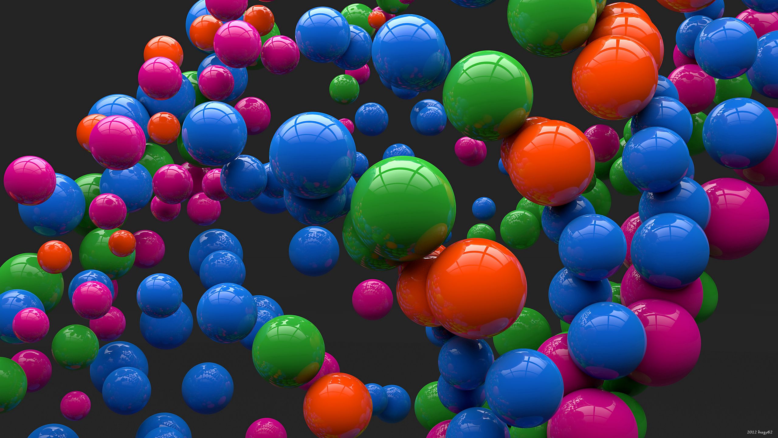3d, multicolored, balls, bright, motley Smartphone Background