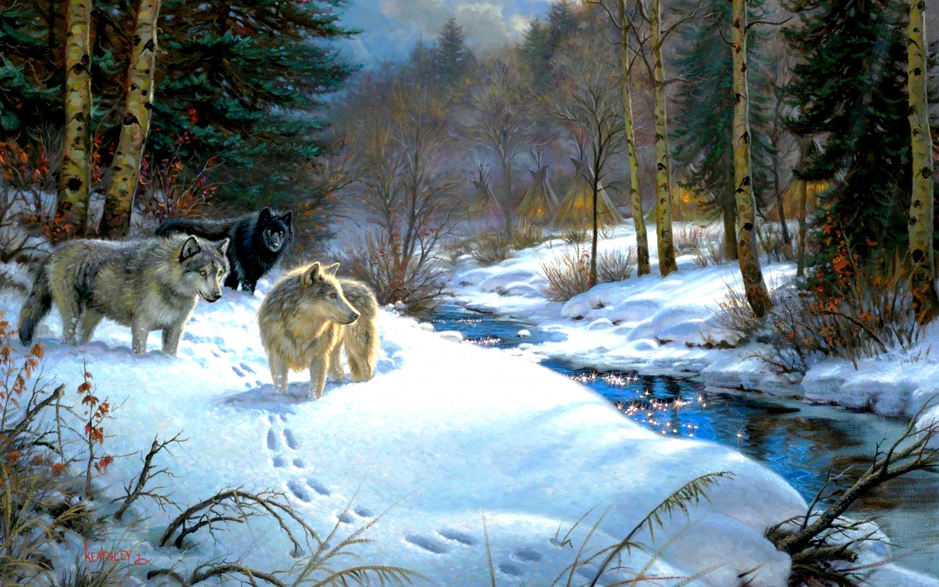 Зимний Пейзаж С Животными