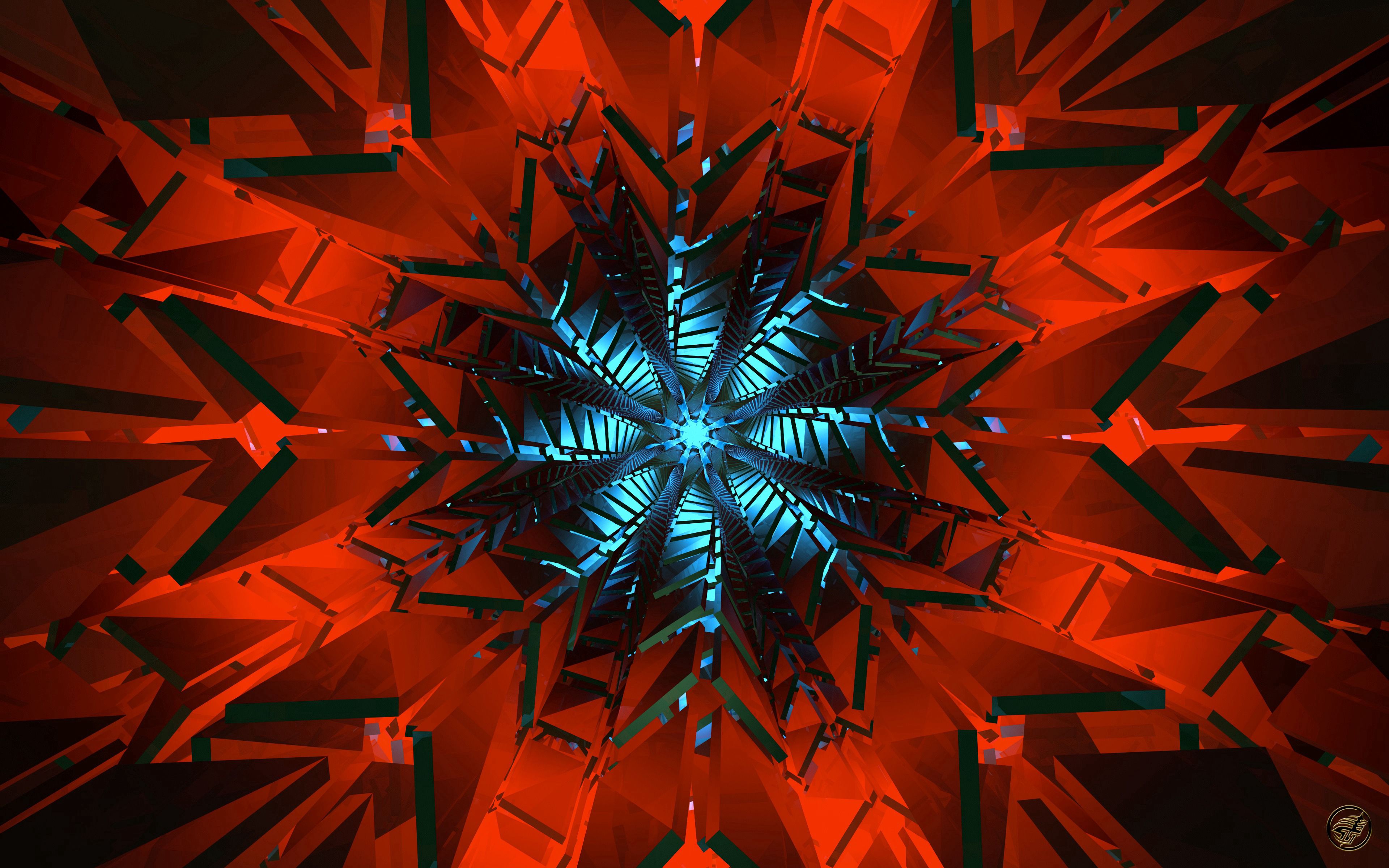 abstract, pattern, fractal, symmetry, shards, smithereens HD wallpaper