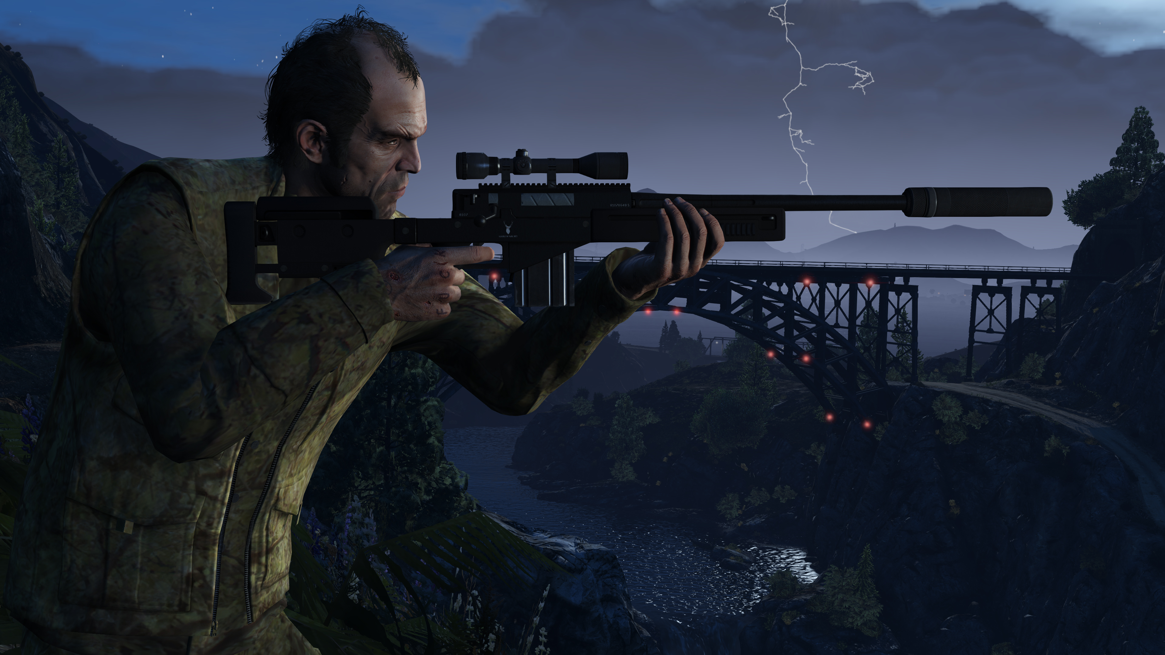 video game, grand theft auto v, rifle, trevor philips, grand theft auto cell phone wallpapers