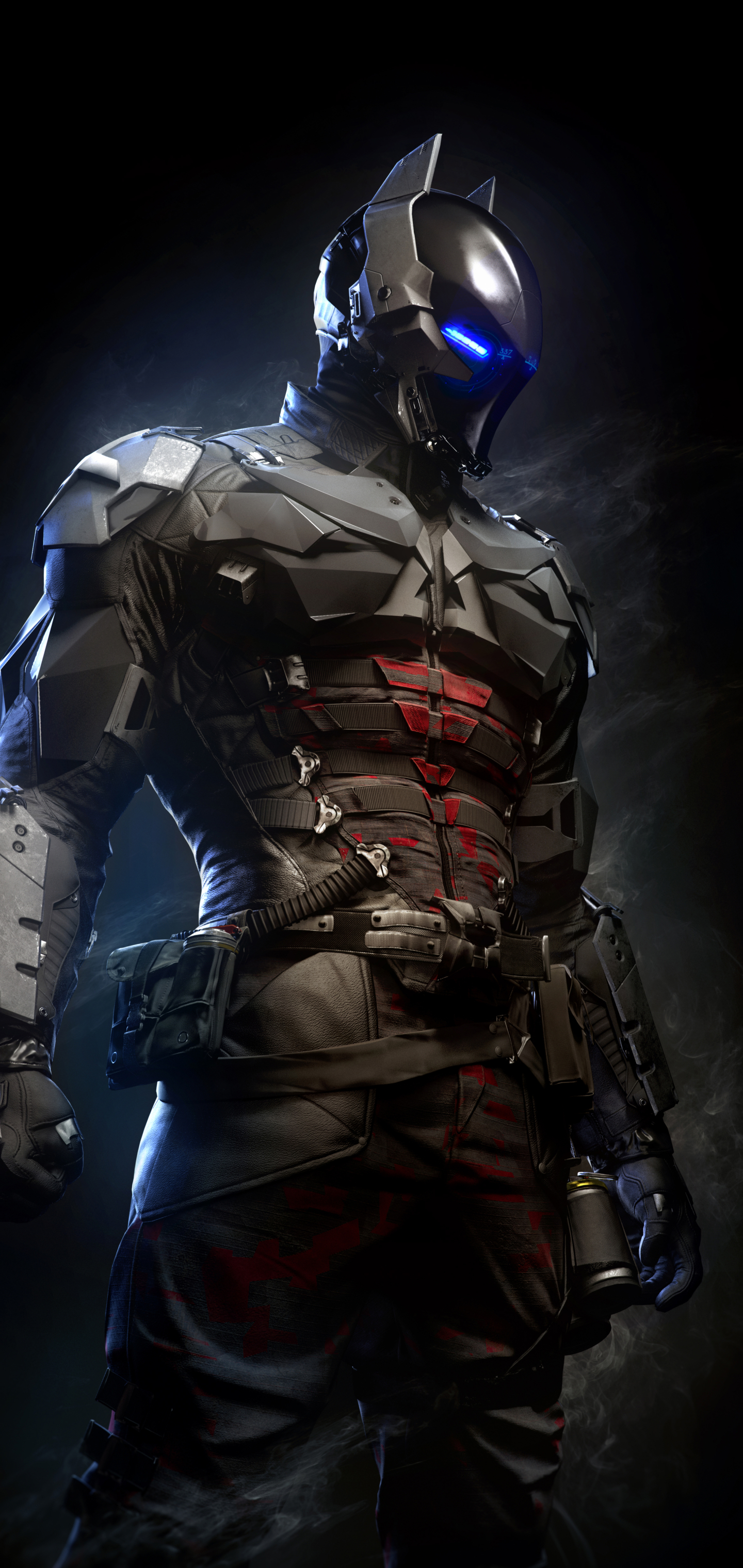 video game, batman: arkham knight, blue eyes, glowing eyes, arkham knight (dc comics), batman 8K
