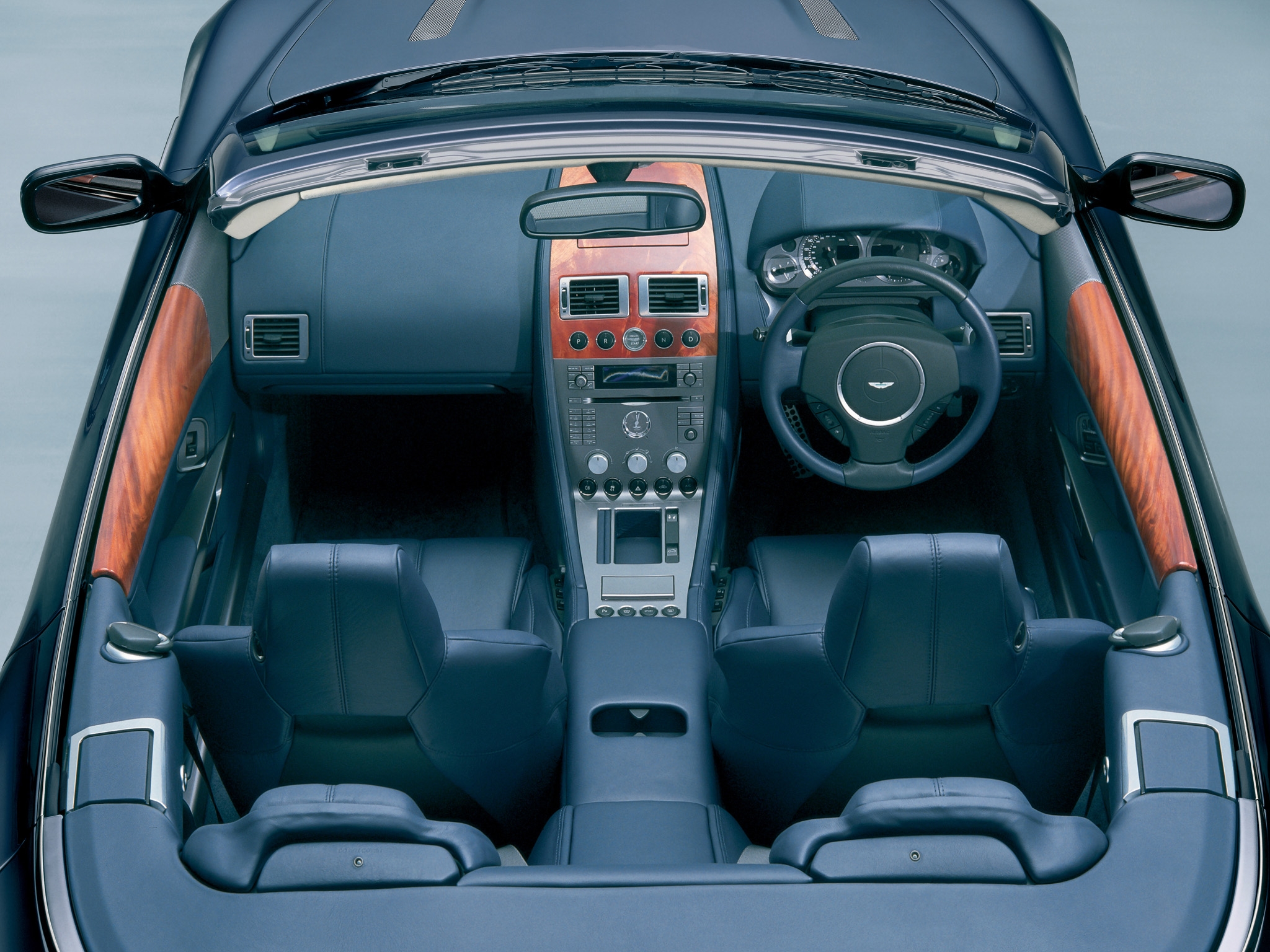 db9, salon, interior, aston martin, cars, black, steering wheel, rudder, speedometer, 2004 Full HD