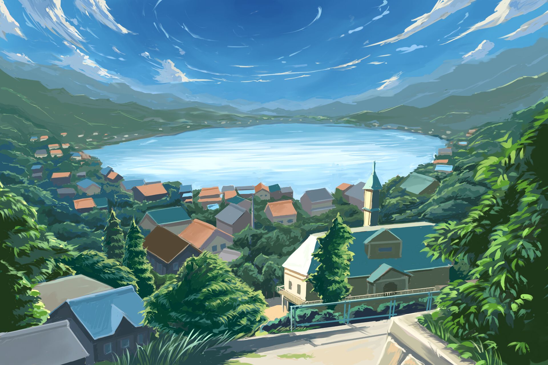 Деревня холмов аниме