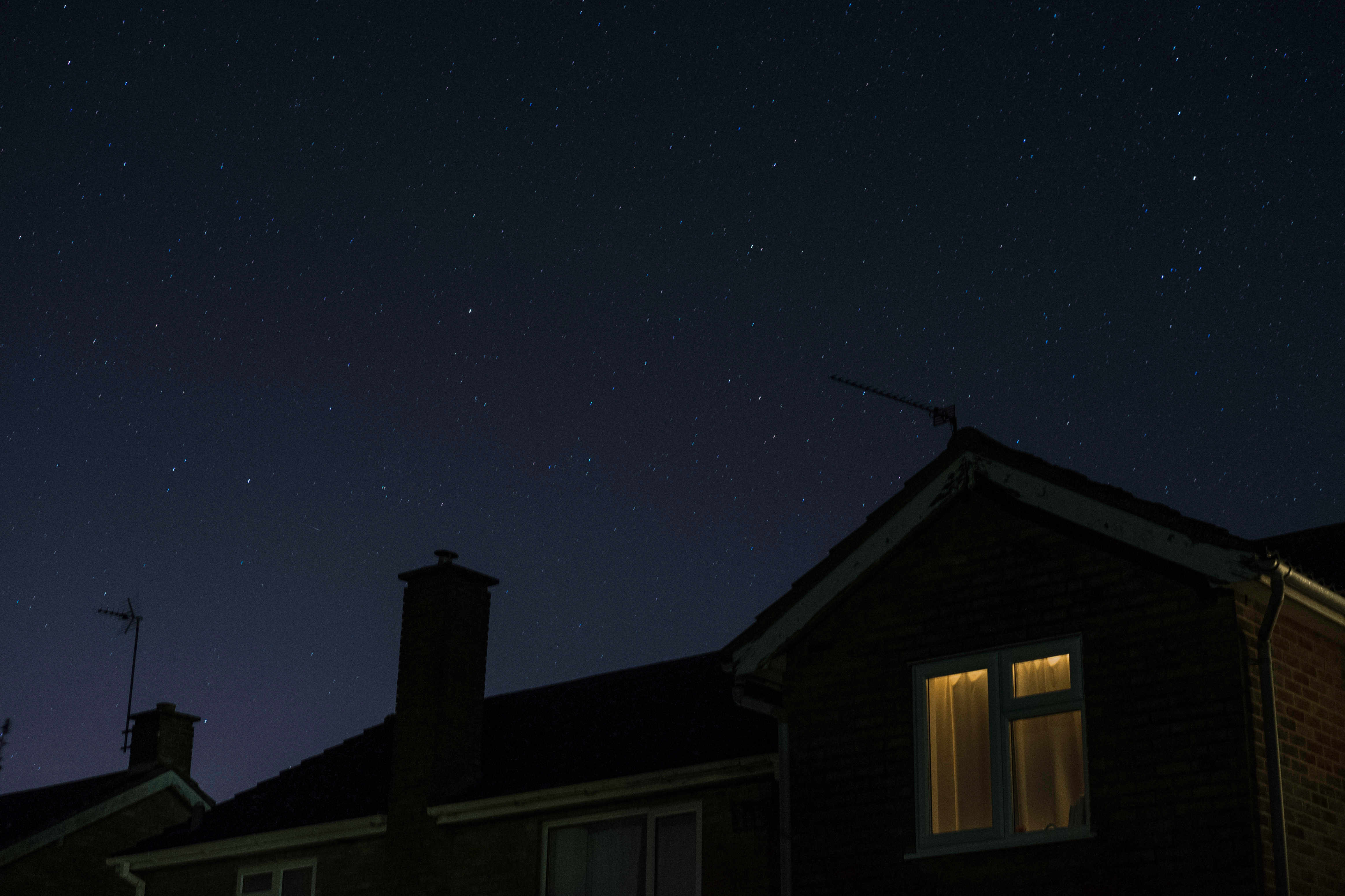 night, dark, window, starry sky Panoramic Wallpaper