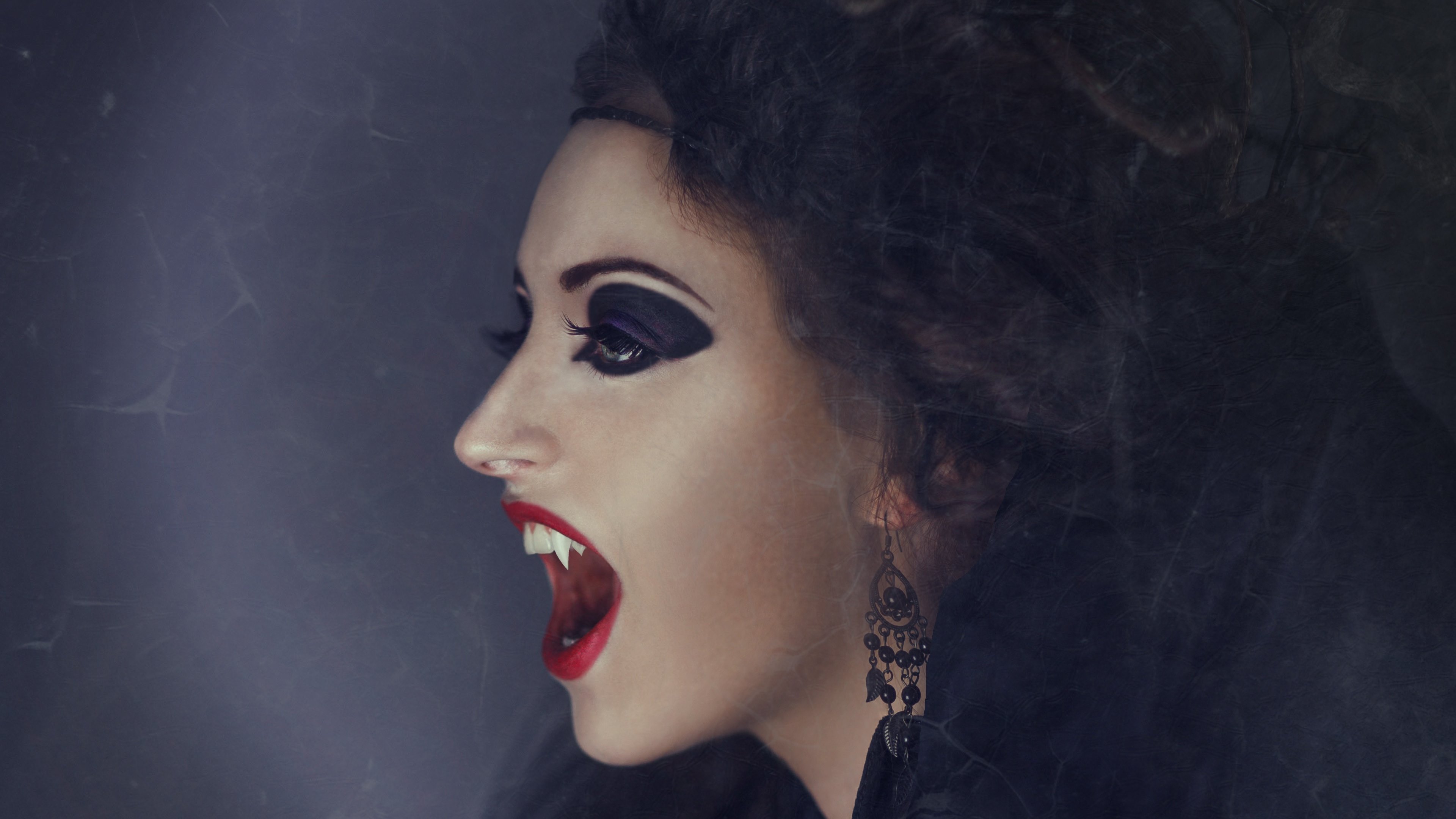 fangs, fantasy, vampire, lipstick, profile download HD wallpaper
