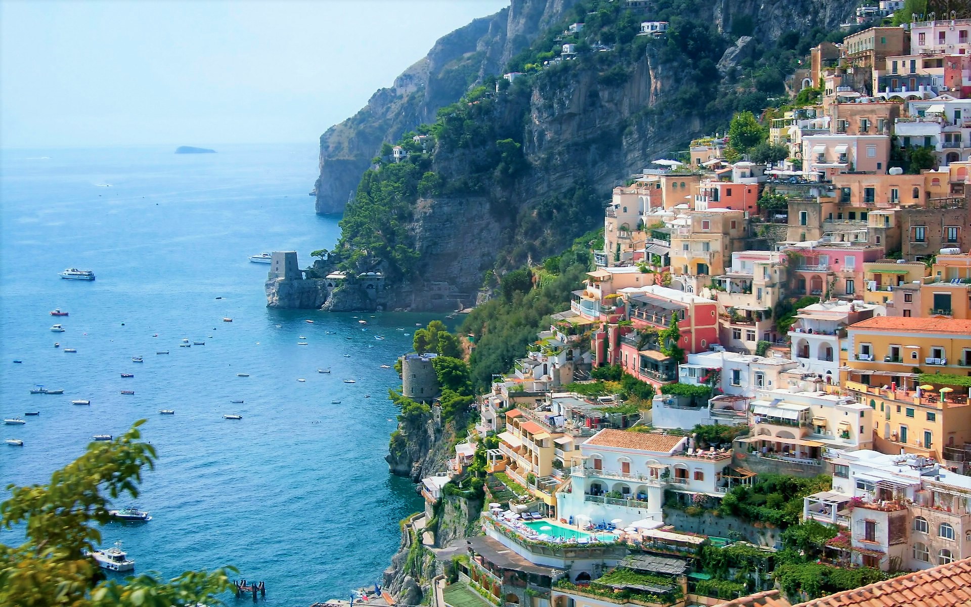 441136 скачать картинку позитано, италия, море, сделано человеком, побережье, горизонт, океан, деревня, города - обои и заставки бесплатно