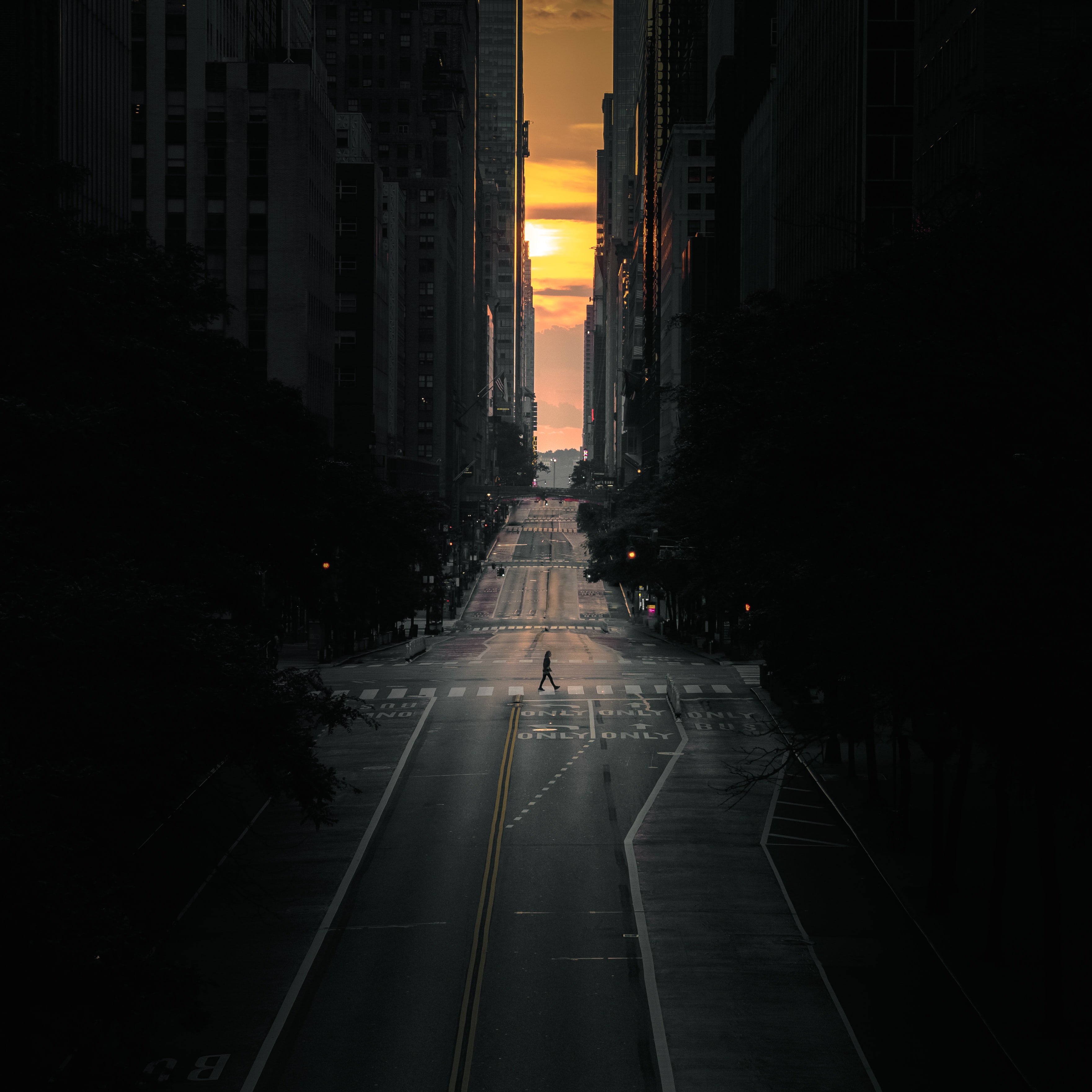 Download mobile wallpaper Loneliness, Human, Emptiness, Void, Road, City, Miscellaneous, Miscellanea, Person for free.