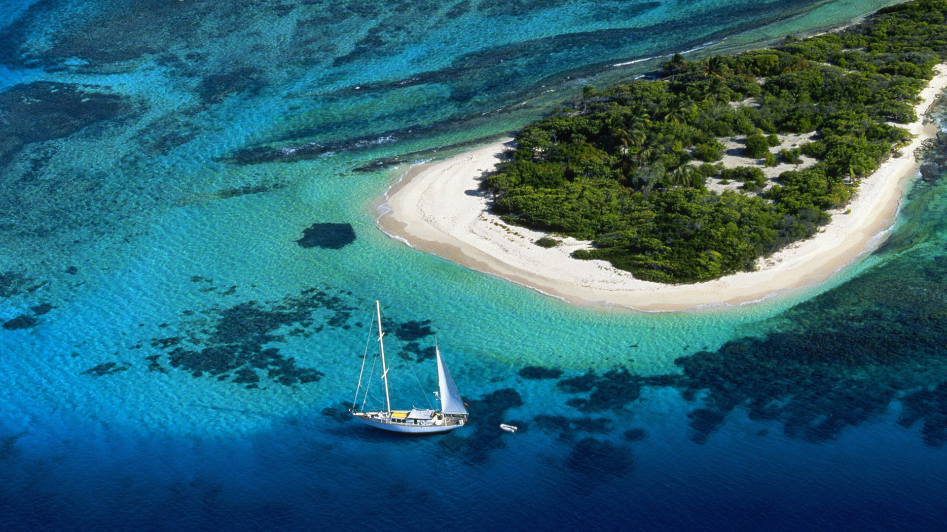 sailboat, island, sea, photography, tropical, beach, boat, landscape, ocean, reef, scenic mobile wallpaper