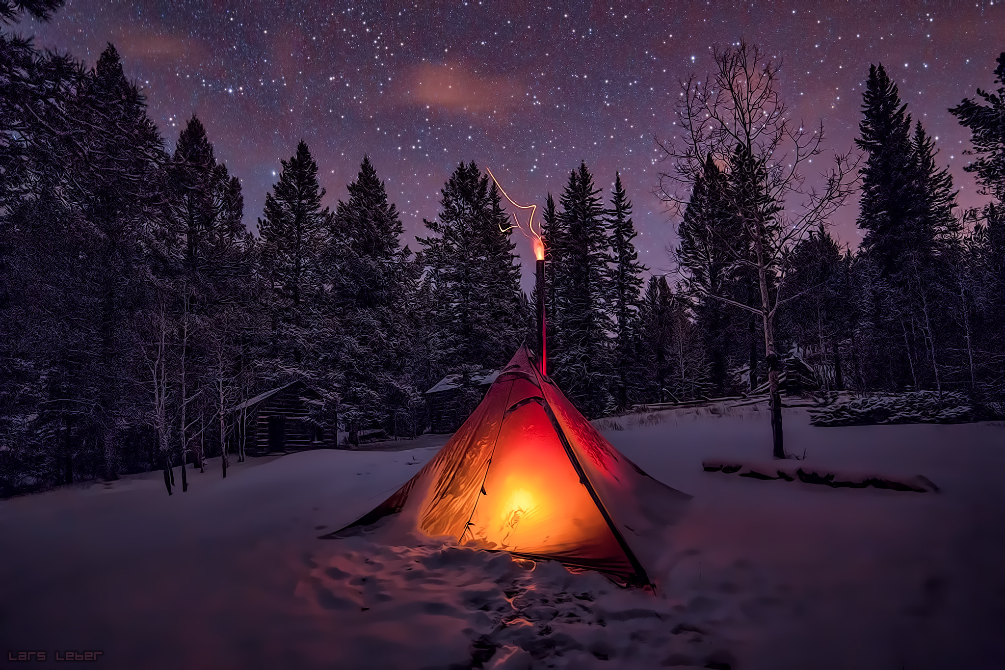 869919 Hintergrundbild herunterladen fotografie, winter, camping, wald, licht, nacht, schnee, sternenklarer himmel, sterne, zelt - Bildschirmschoner und Bilder kostenlos