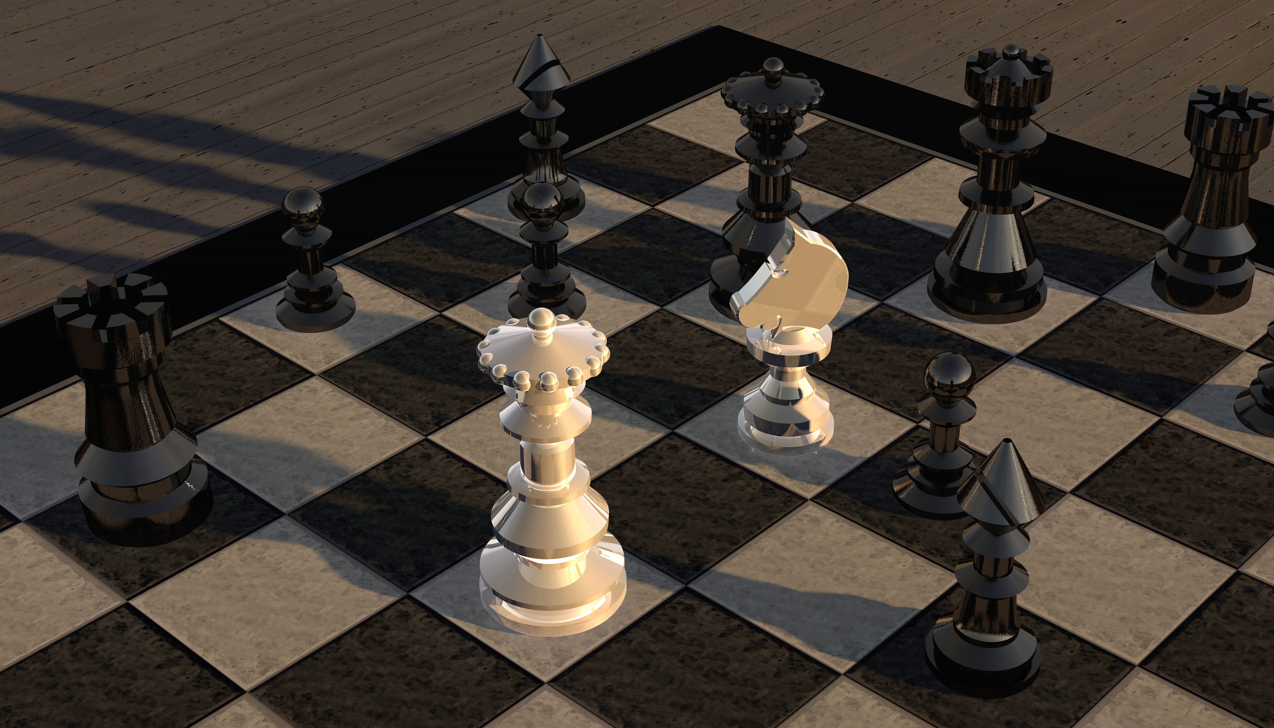 chess, 3d, figurines, figures, chess board, chessboard QHD