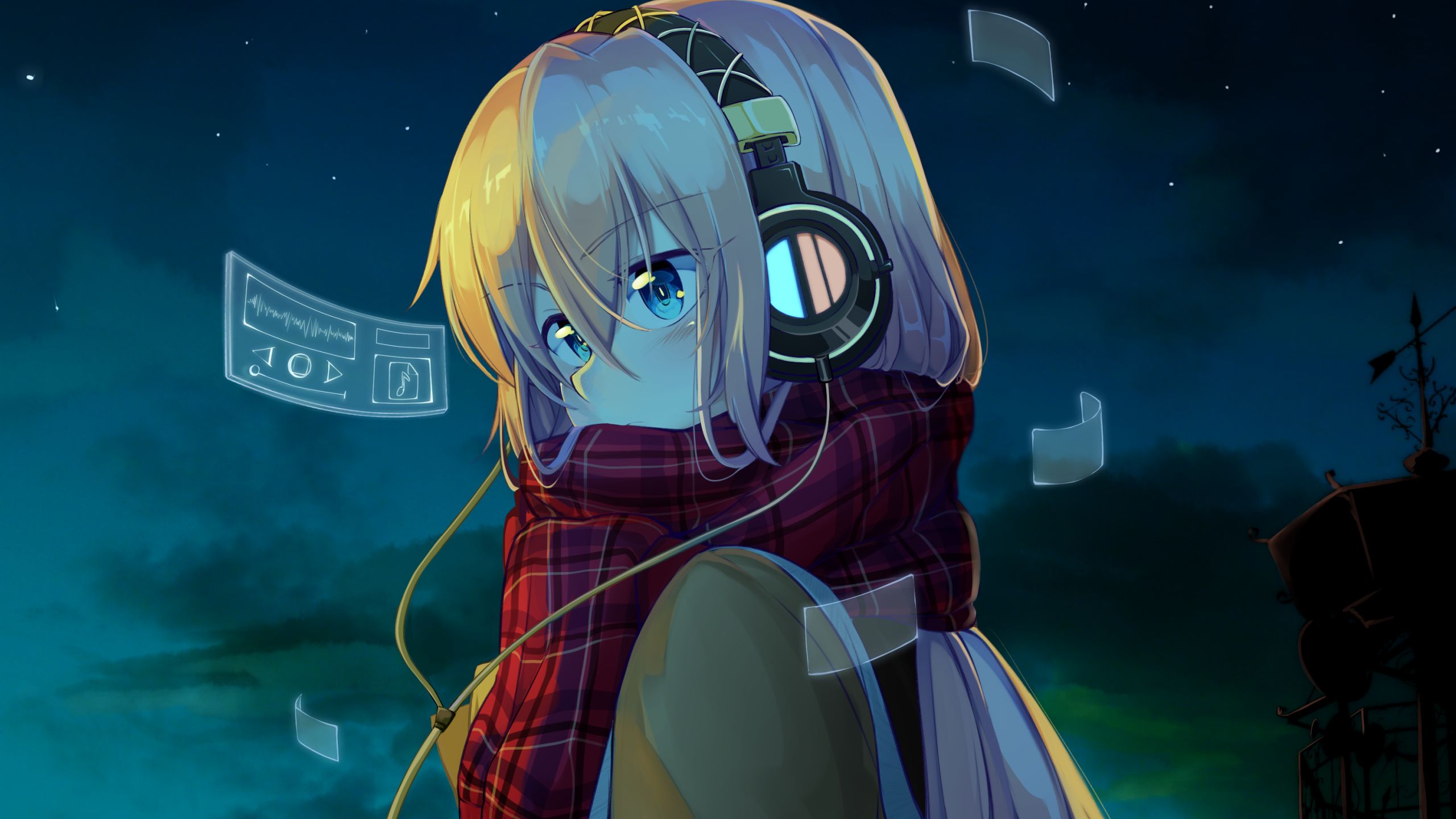an anime girl with headphones on her head generative ai 32111670 Stock  Photo at Vecteezy