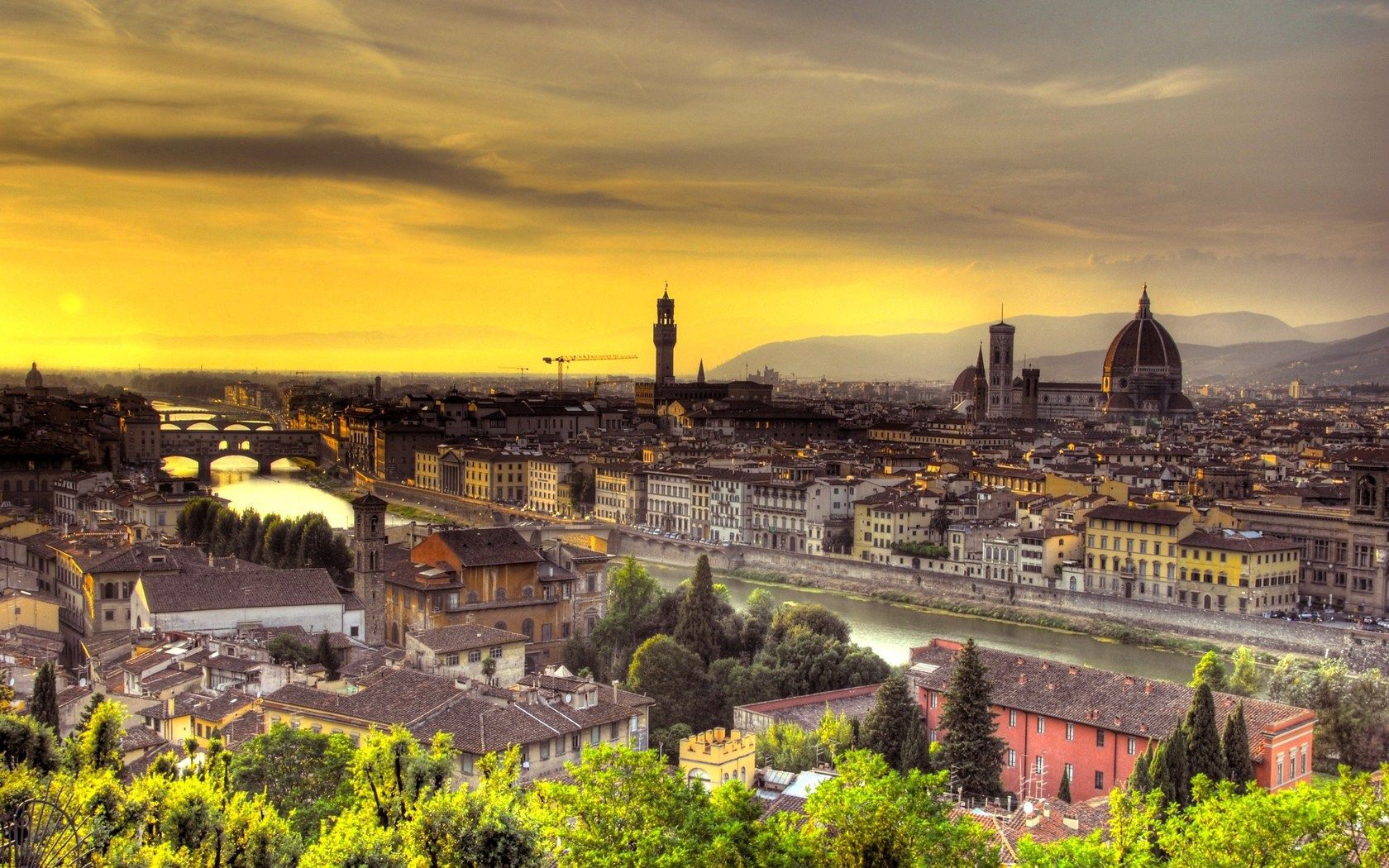 PCデスクトップに日没, フィレンツェ, 都市, イタリア画像を無料でダウンロード