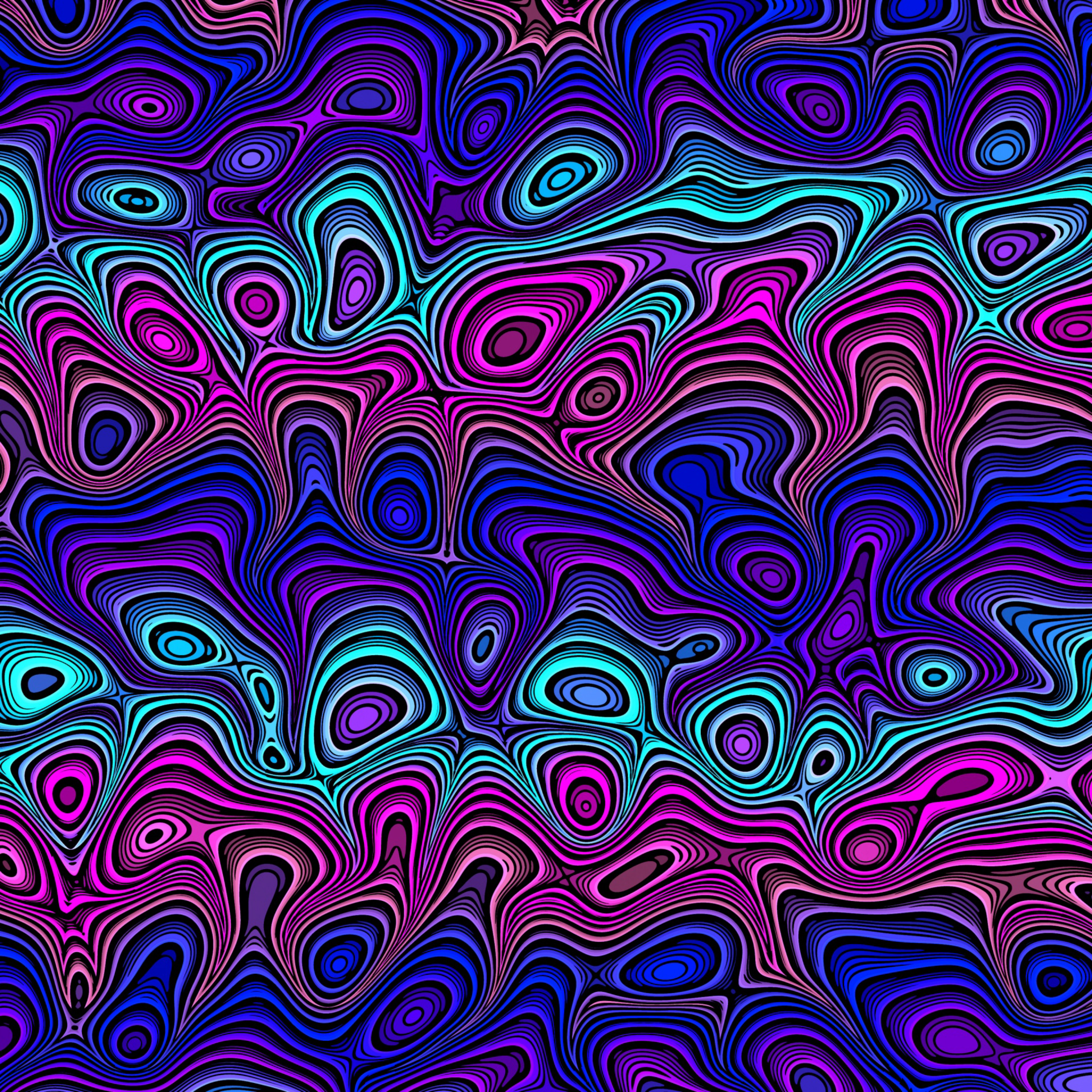 wavy, involute, lines, motley, multicolored, abstract, swirling