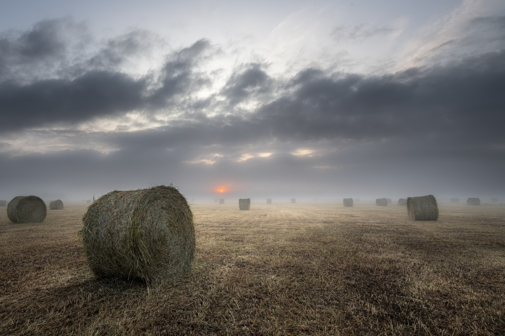 earth, haystack, fog, straw mobile wallpaper