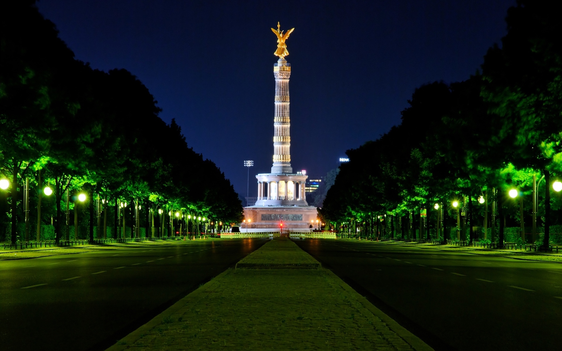 berlin, germany, man made, berlin victory column, architecture, light, night, monuments