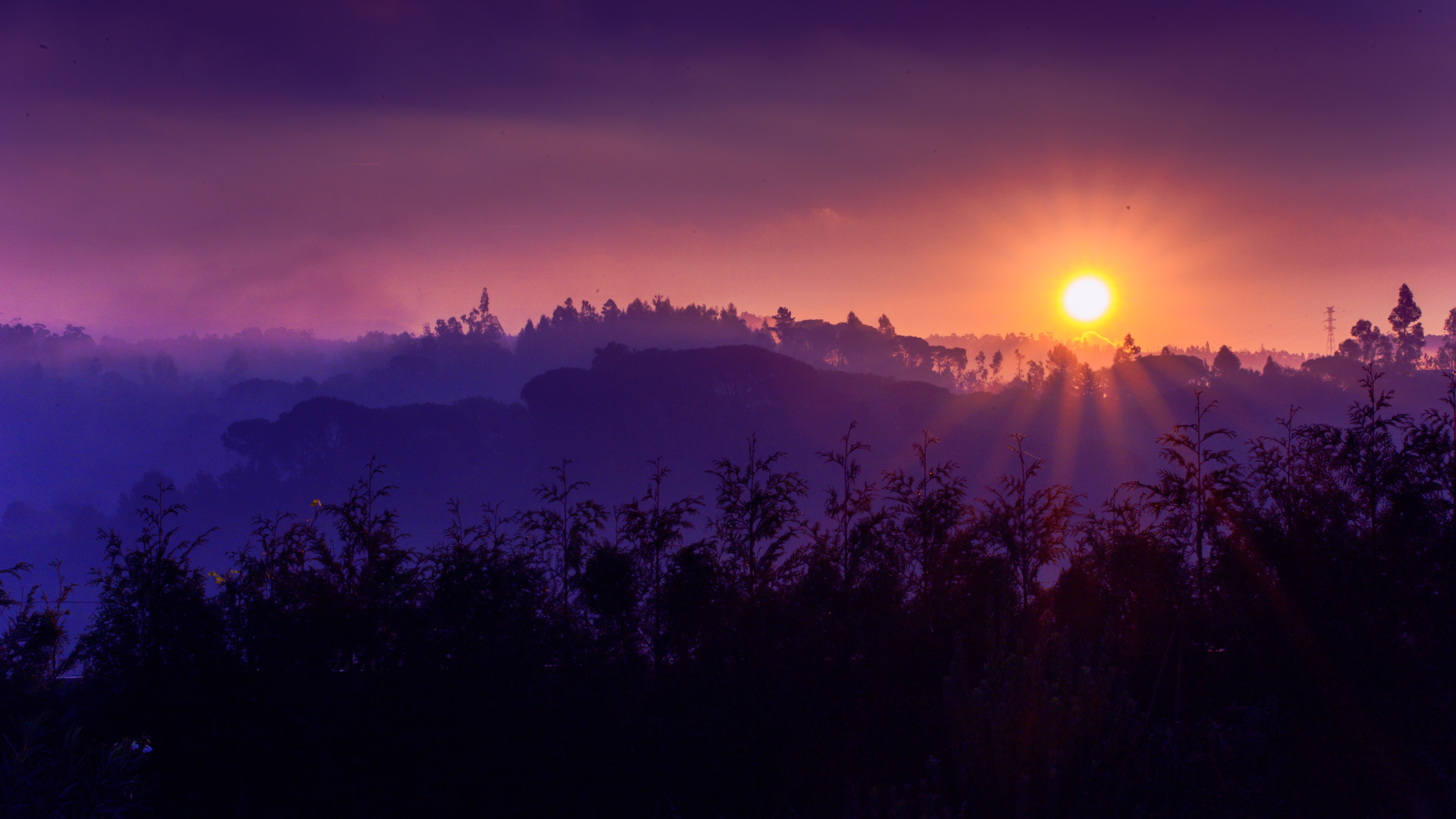 Laden Sie das Grass, Sky, Sunset, Sun, Natur, Mountains-Bild kostenlos auf Ihren PC-Desktop herunter