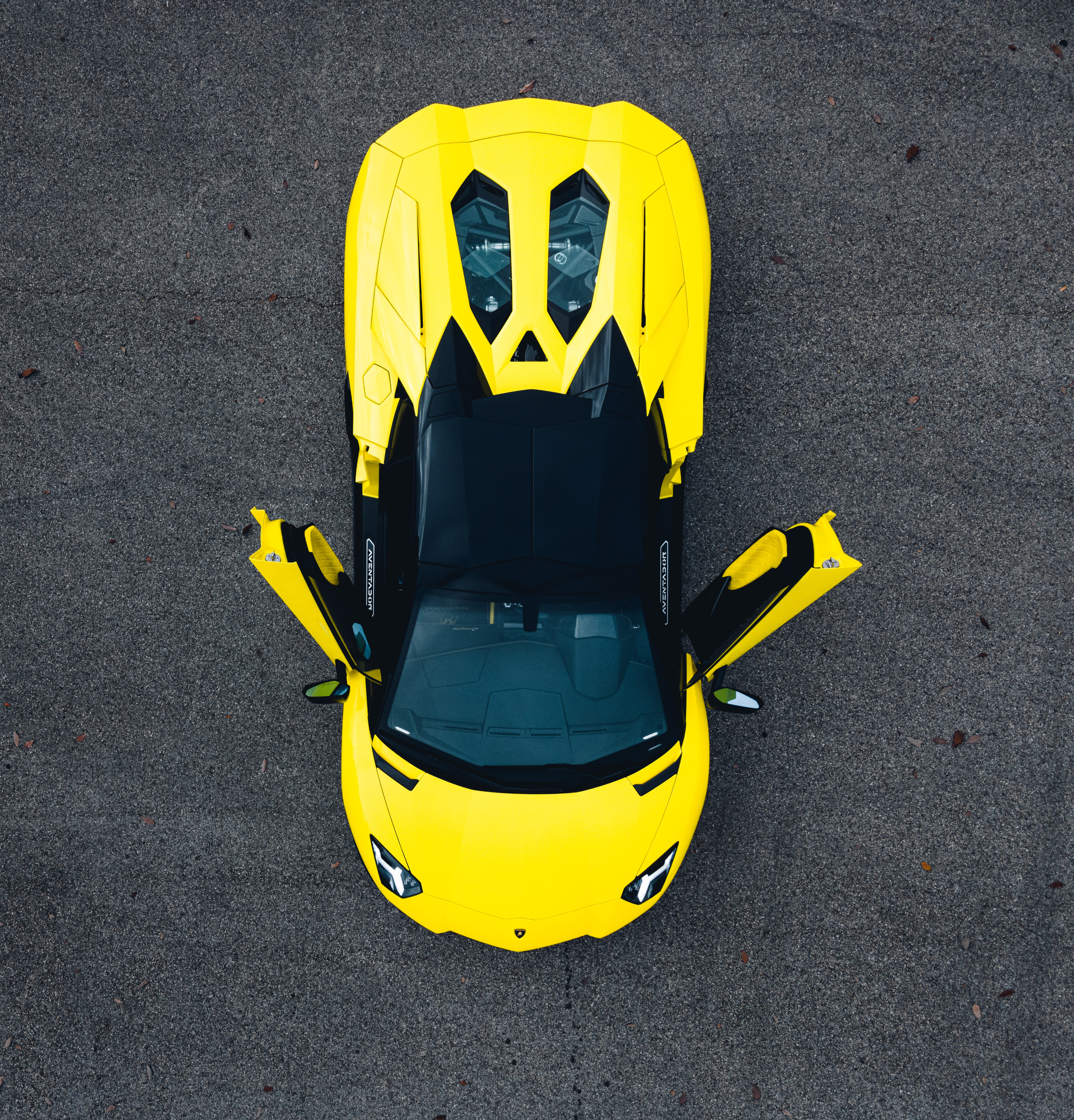 lamborghini aventador, sports, lamborghini, cars, yellow, view from above, car, sports car phone background